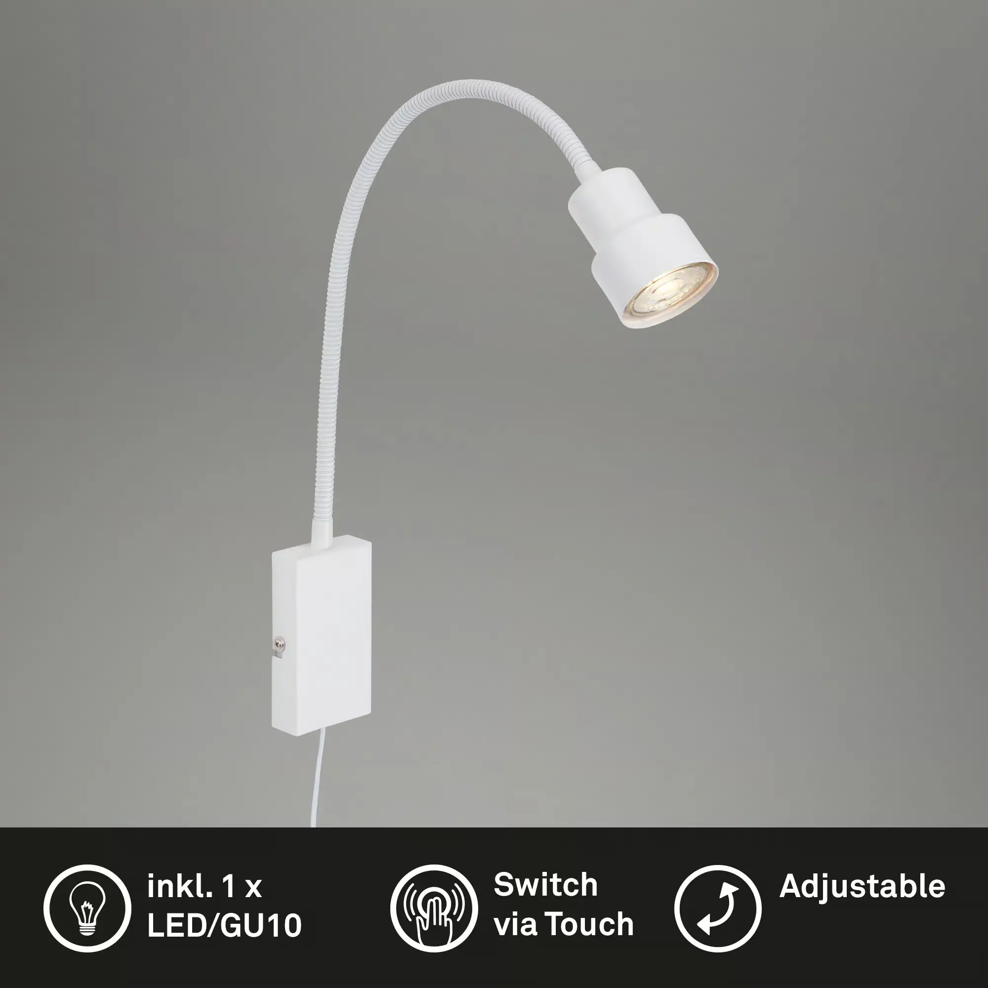 Briloner LED Touch Wandleuchte Tusi weiß 5W, warmweiß