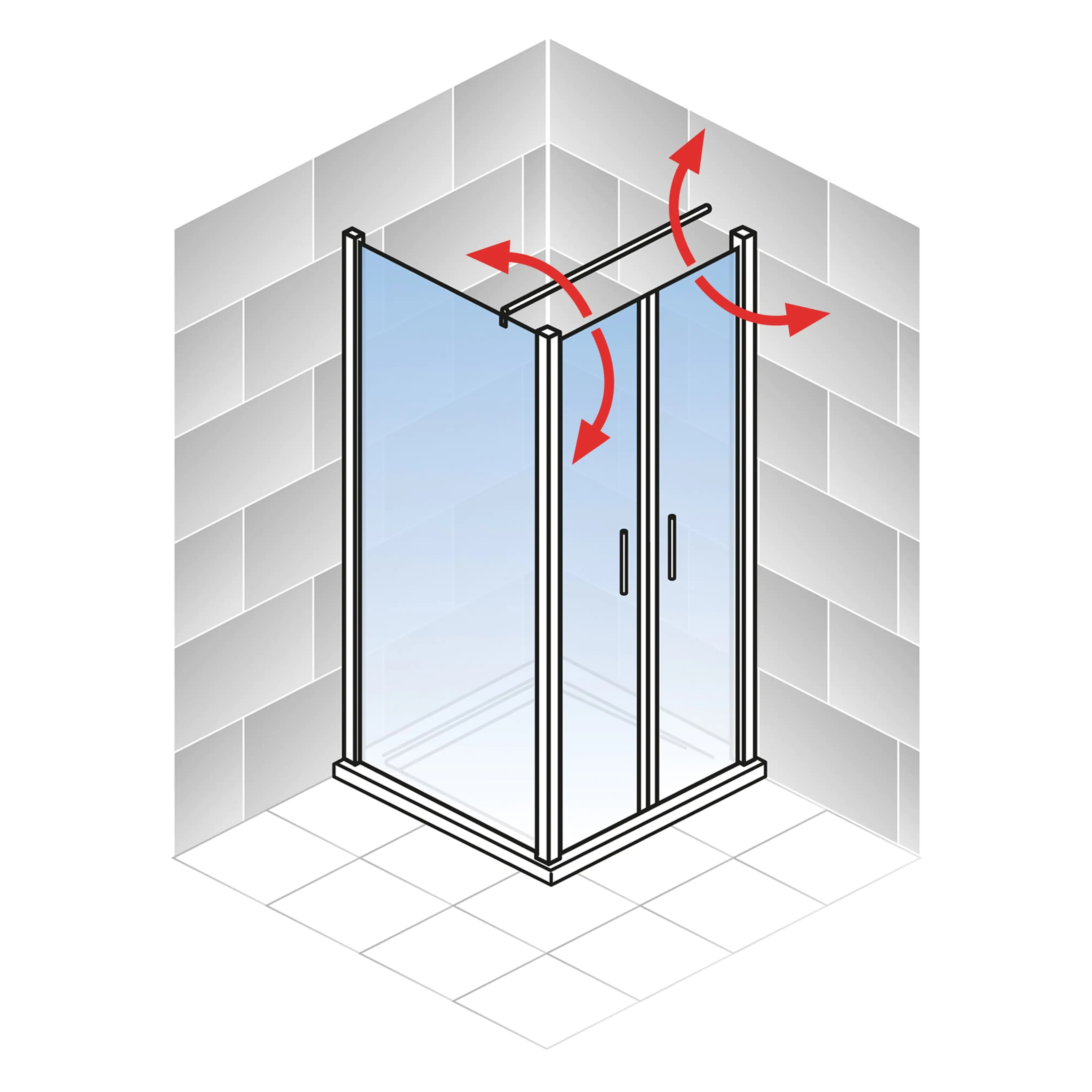 Schulte Pendeltür und Seitenwand links 90 x 90 x 200 cm Garant 2.0 mattschwarz Türanschlag rechts