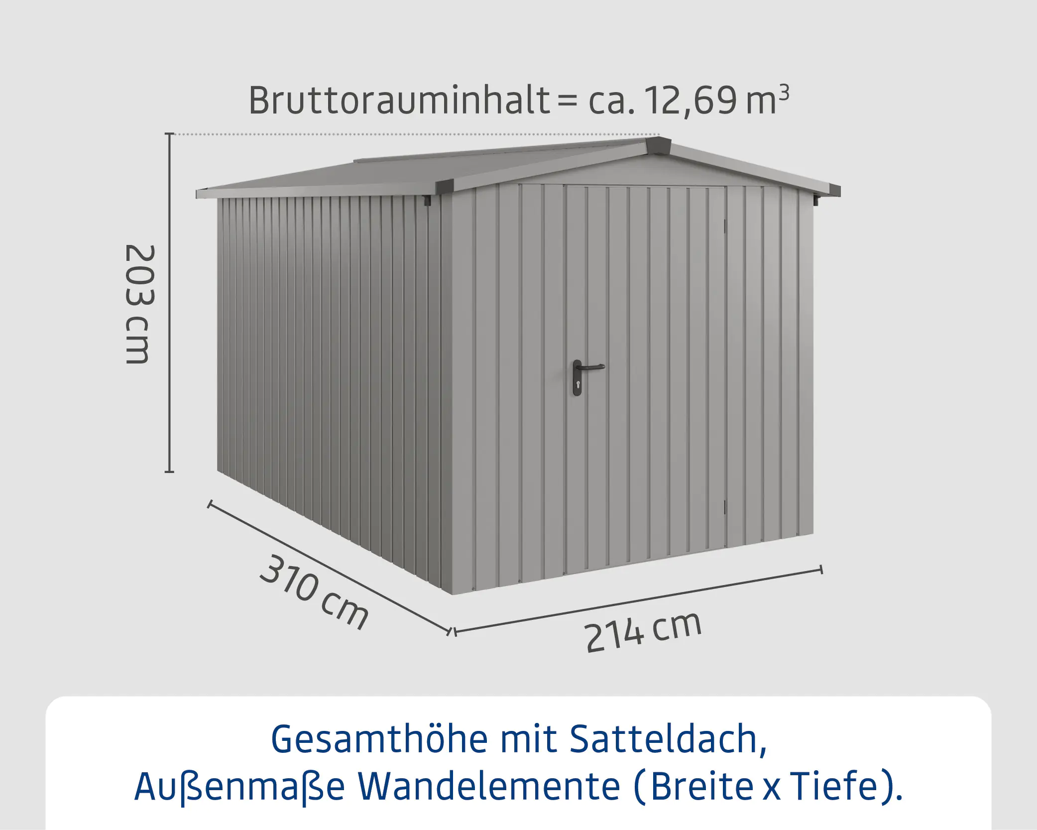EcoStar Metallgerätehaus Euroline ESD7 graualuminium 214 x 310 cm 1-flg.