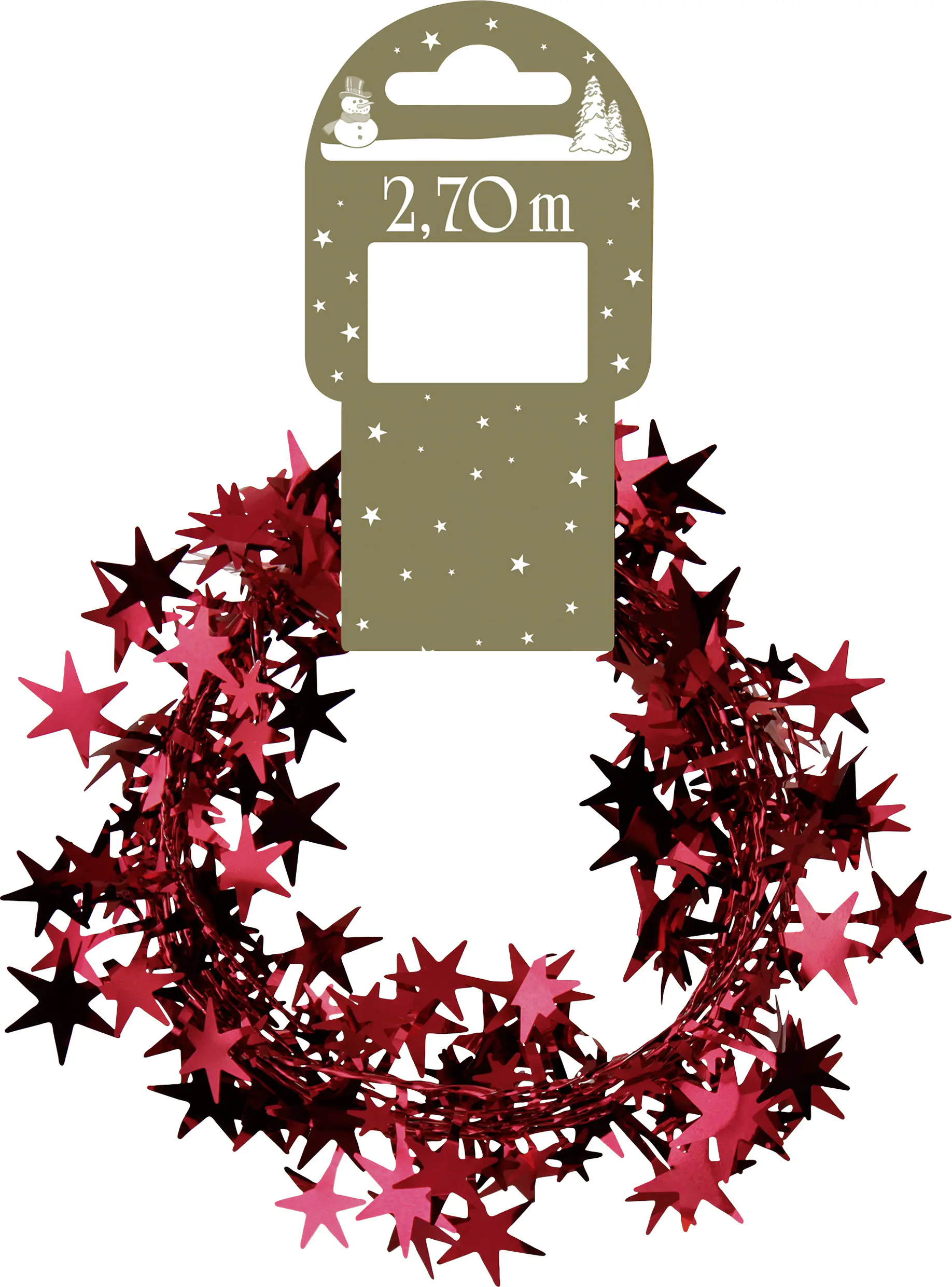 Weihnachtsdeko Sterngirlande Folie/Draht 270 cm rot 