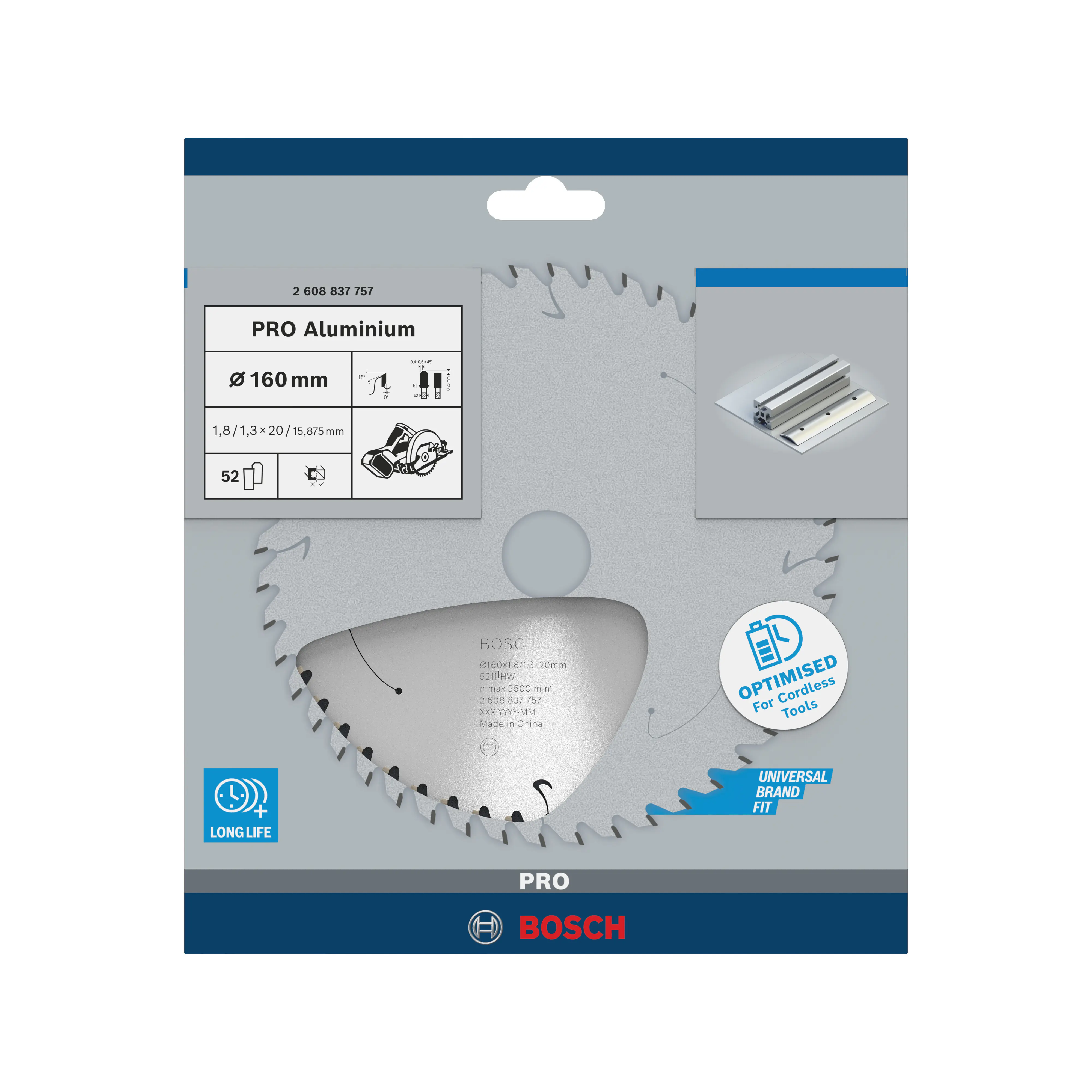 Bosch PRO Aluminium cordless Kreissägeblatt 160 x 1,8 x 20 mm