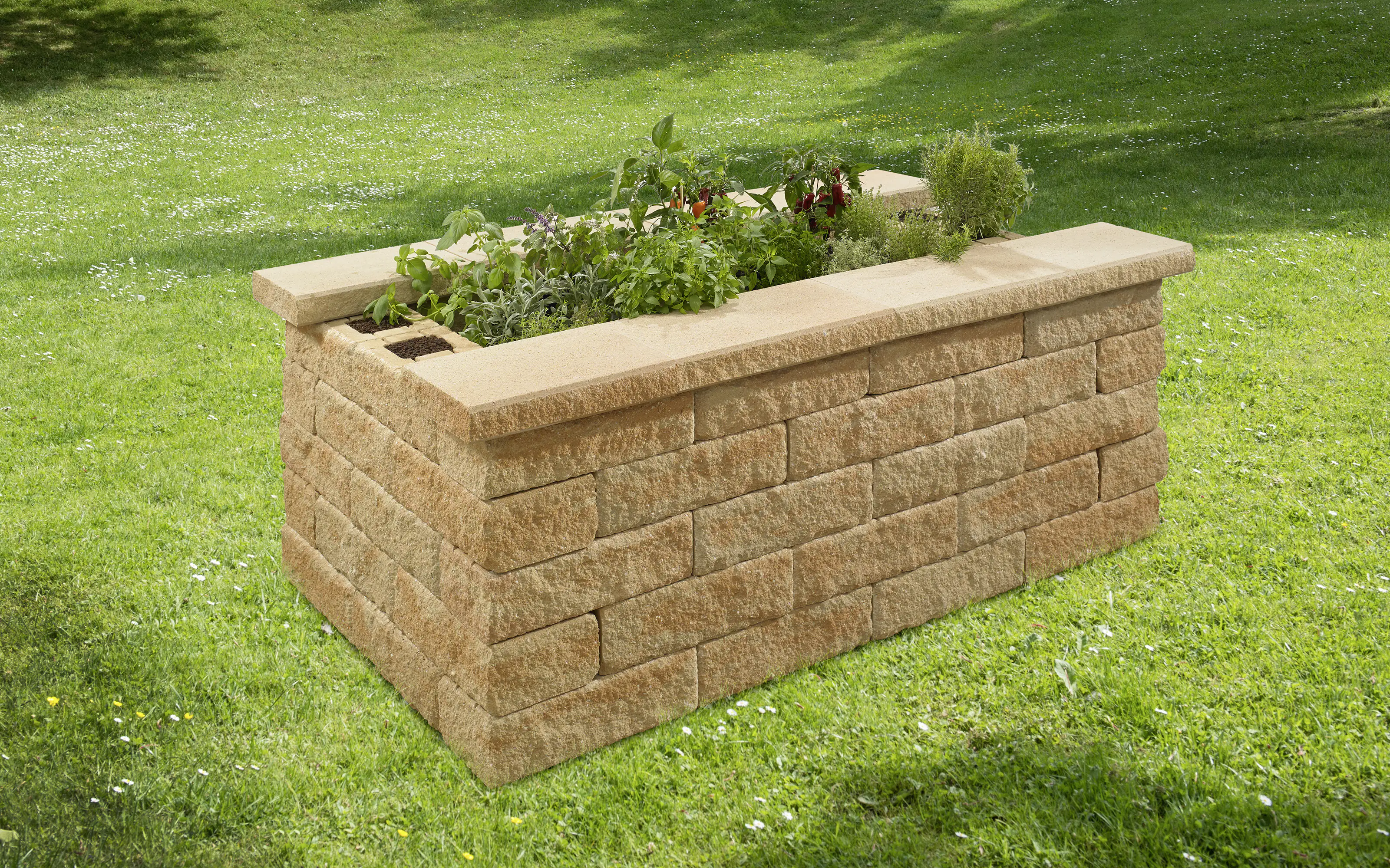 Kann Hochbeet-Set 1 Bruchstein 200 x 125 x 81 cm sandstein