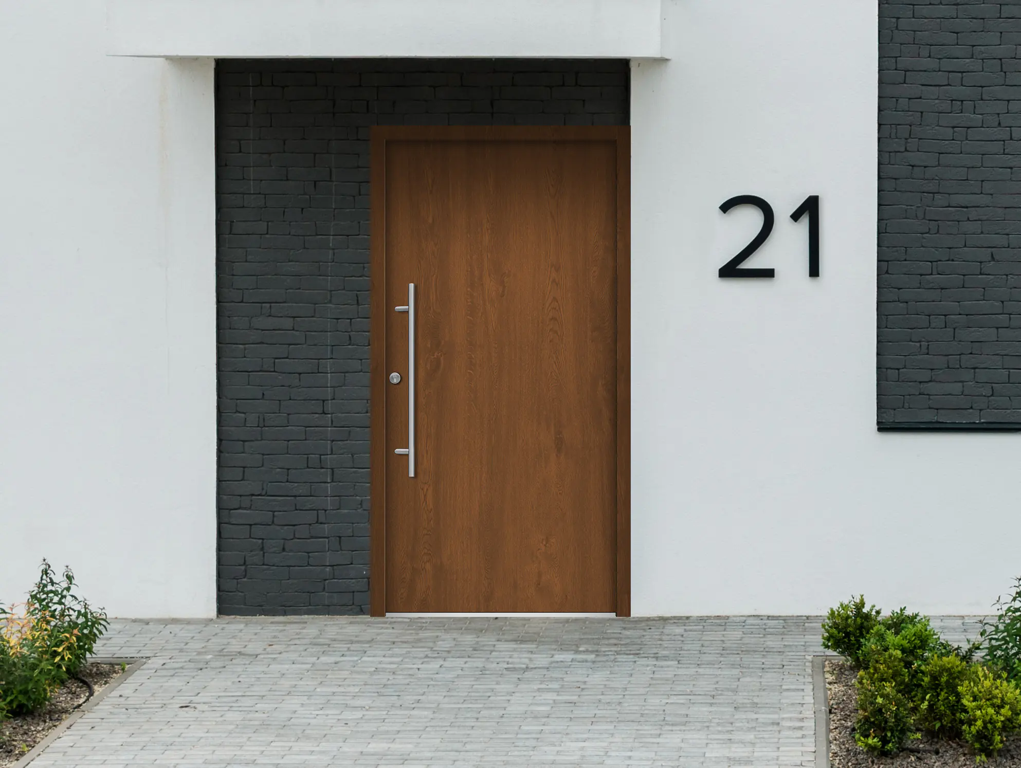 Splendoor Haustür Passivedoor Premium B05 Golden Oak DIN Links 100 x 210 cm