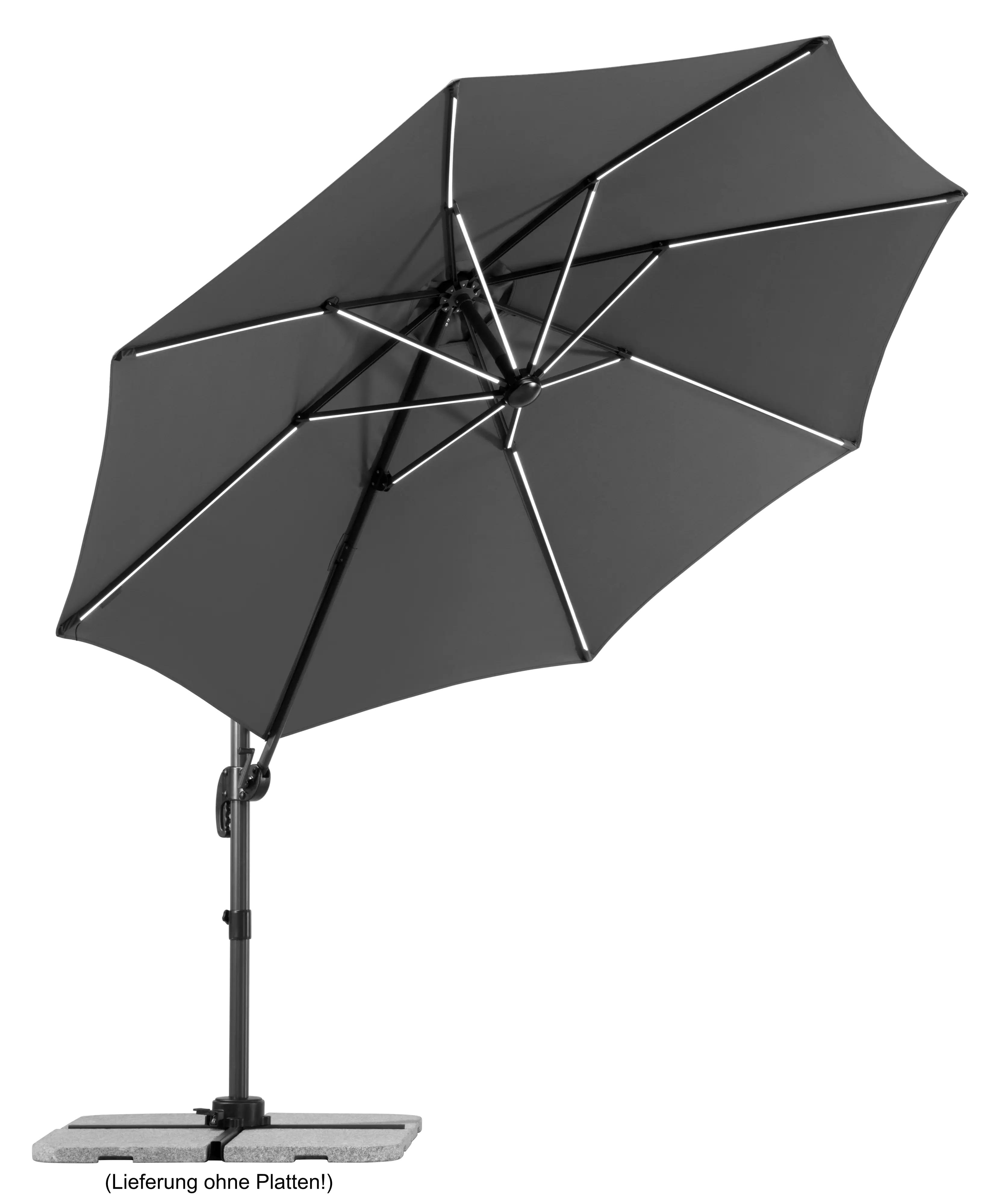 Schneider Ampelschirm Rhodos Blacklight anthrazit Ø 300 cm inkl. Sonnenschirmhülle