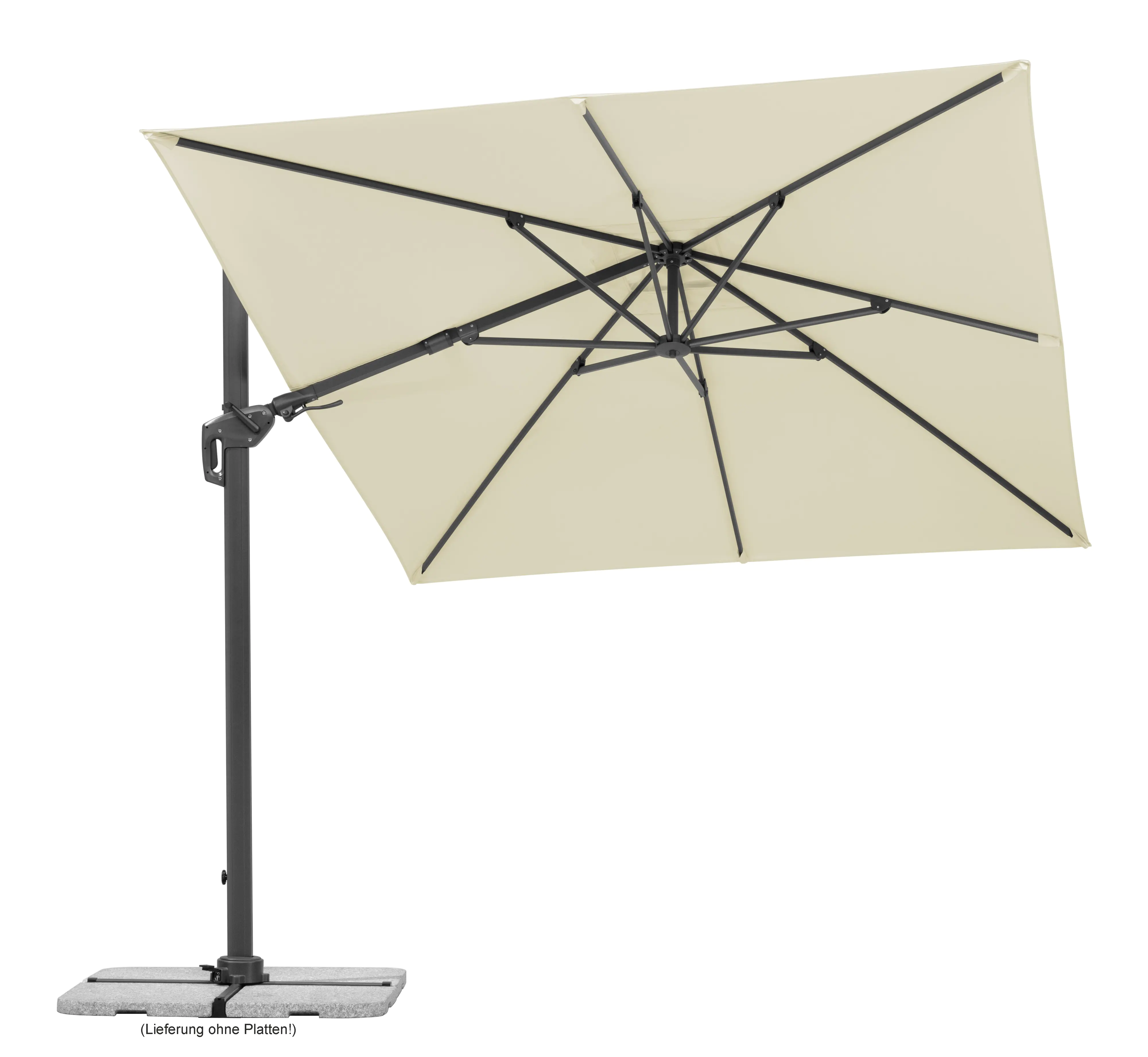 Schneider Ampelschirm Rhodos Twist natur 350 x 260 cm inkl. Sonnenschirmhülle