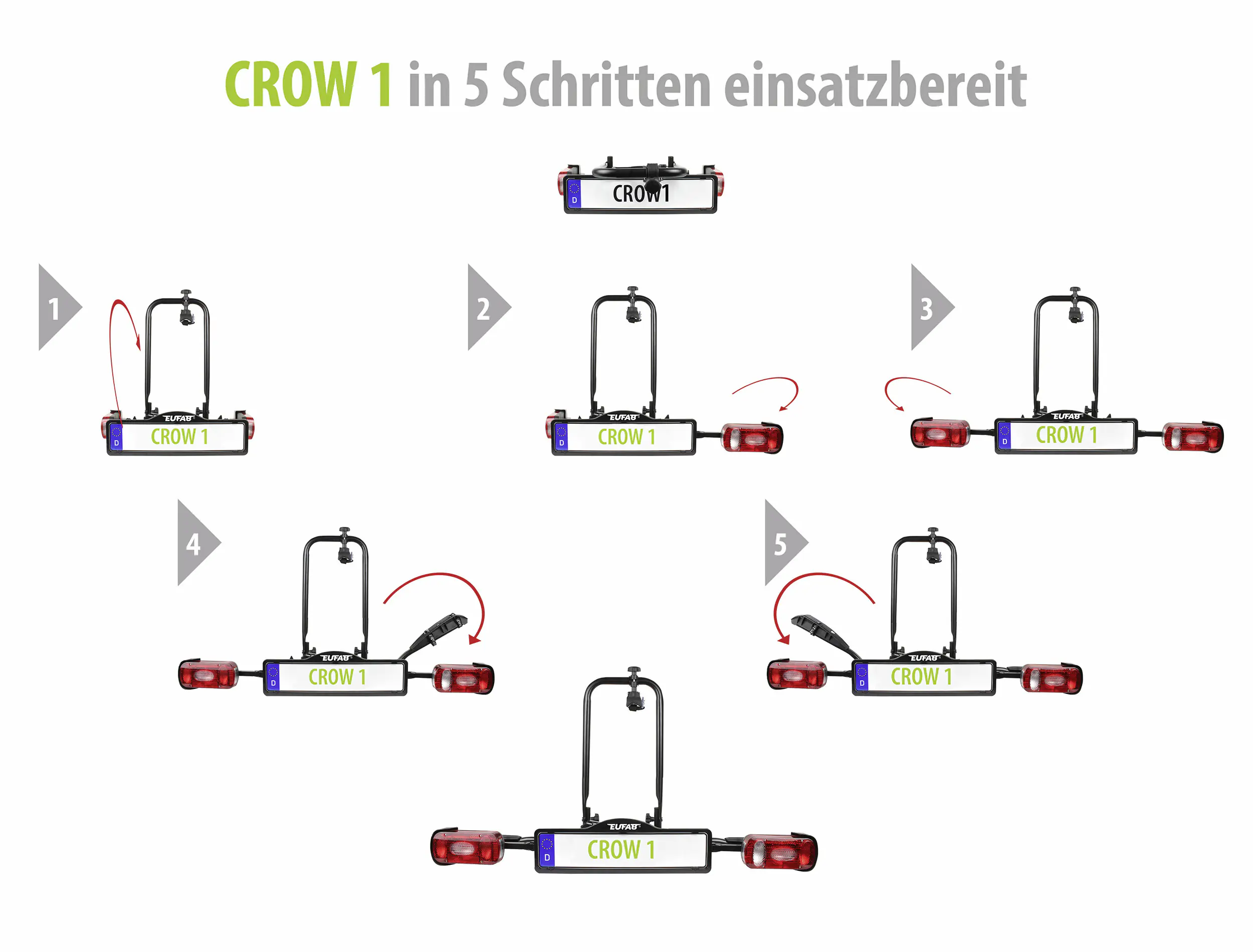 EUFAB Fahrradträger CROW1 für 1 Fahrrad komplett vormontiert