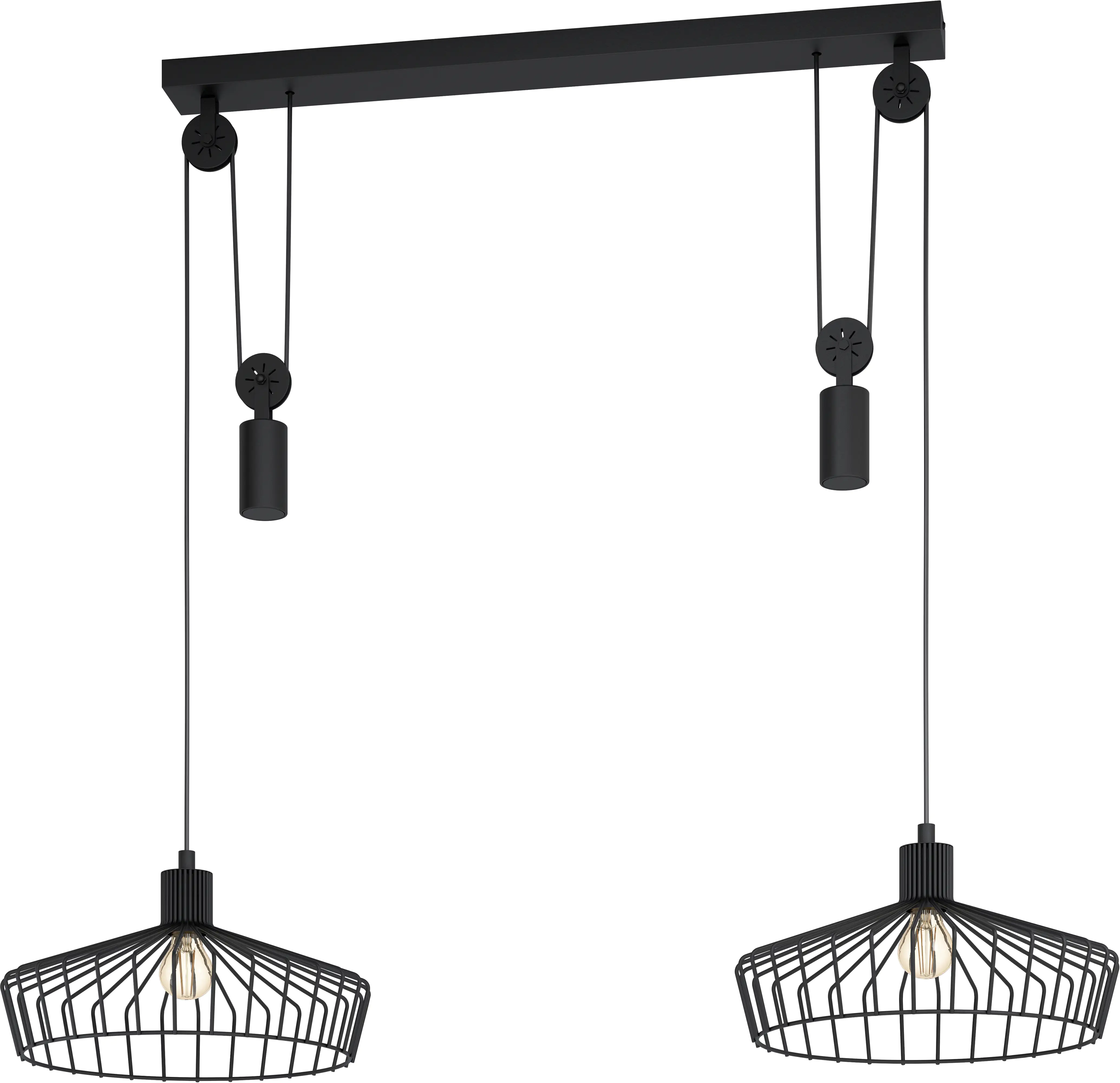 Eglo 2er Pendelleuchte Winkworth schwarz 117 x 38 cm E27