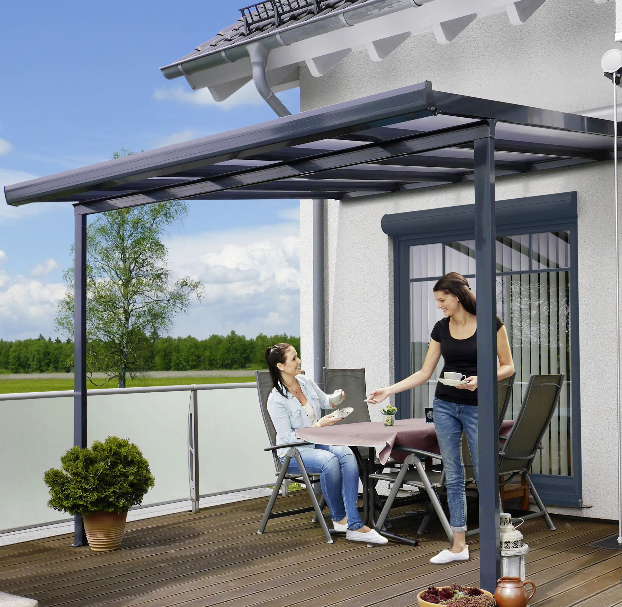 Gutta Terrassenüberdachung Basic 306x306cm anthrazit