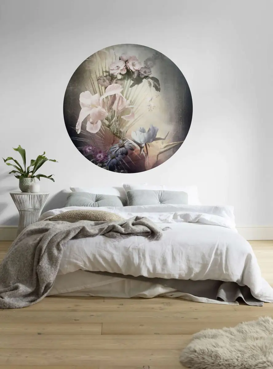 Komar Vlies Fototapete Dot Flemish Flowers Ø 125 cm, selbstklebend