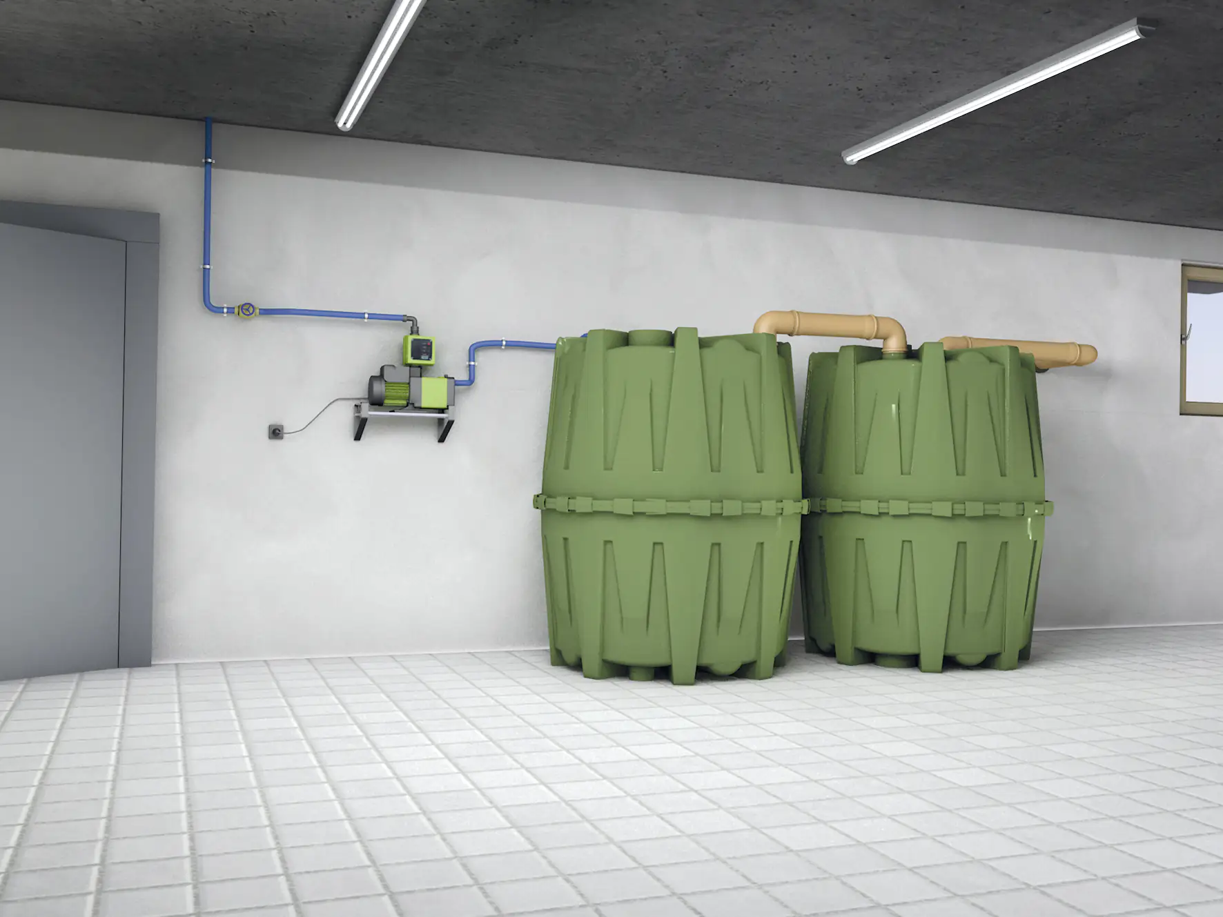 4rain Regenwasser Tank-Set Herkules 3.200 l, grün