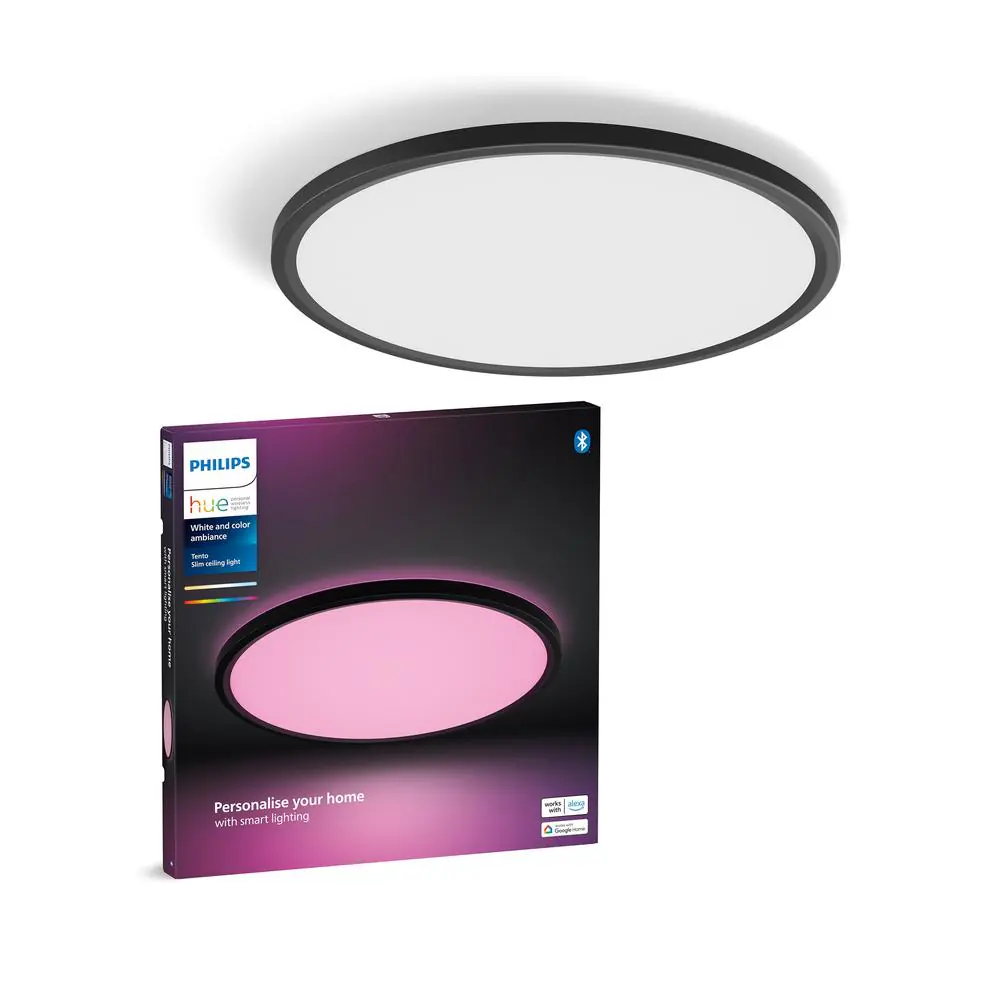 Philips Hue LED Deckenleuchte Tento rund schwarz 43 x 3 cm RGB