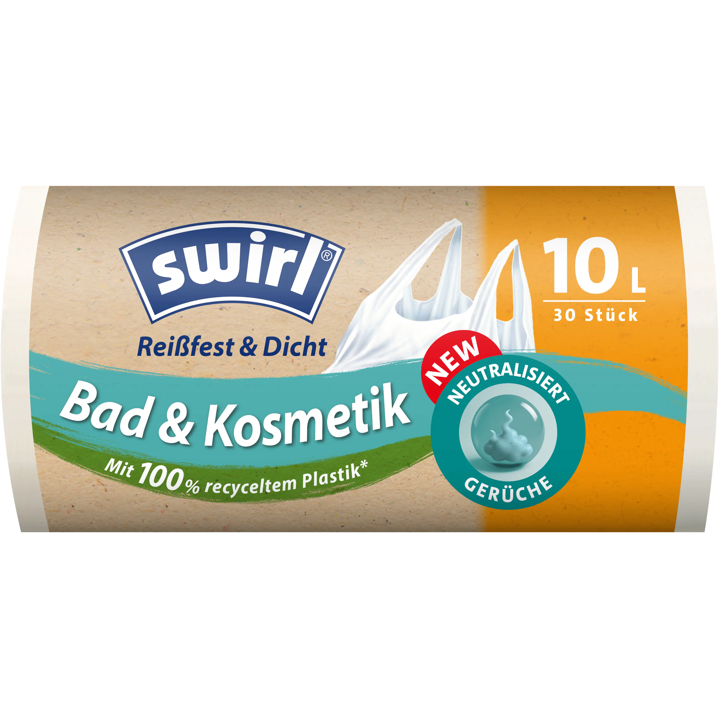 Swirl® Müllbeutel mit Tragegriff Reißfest & Dicht 10 L 30 Stück