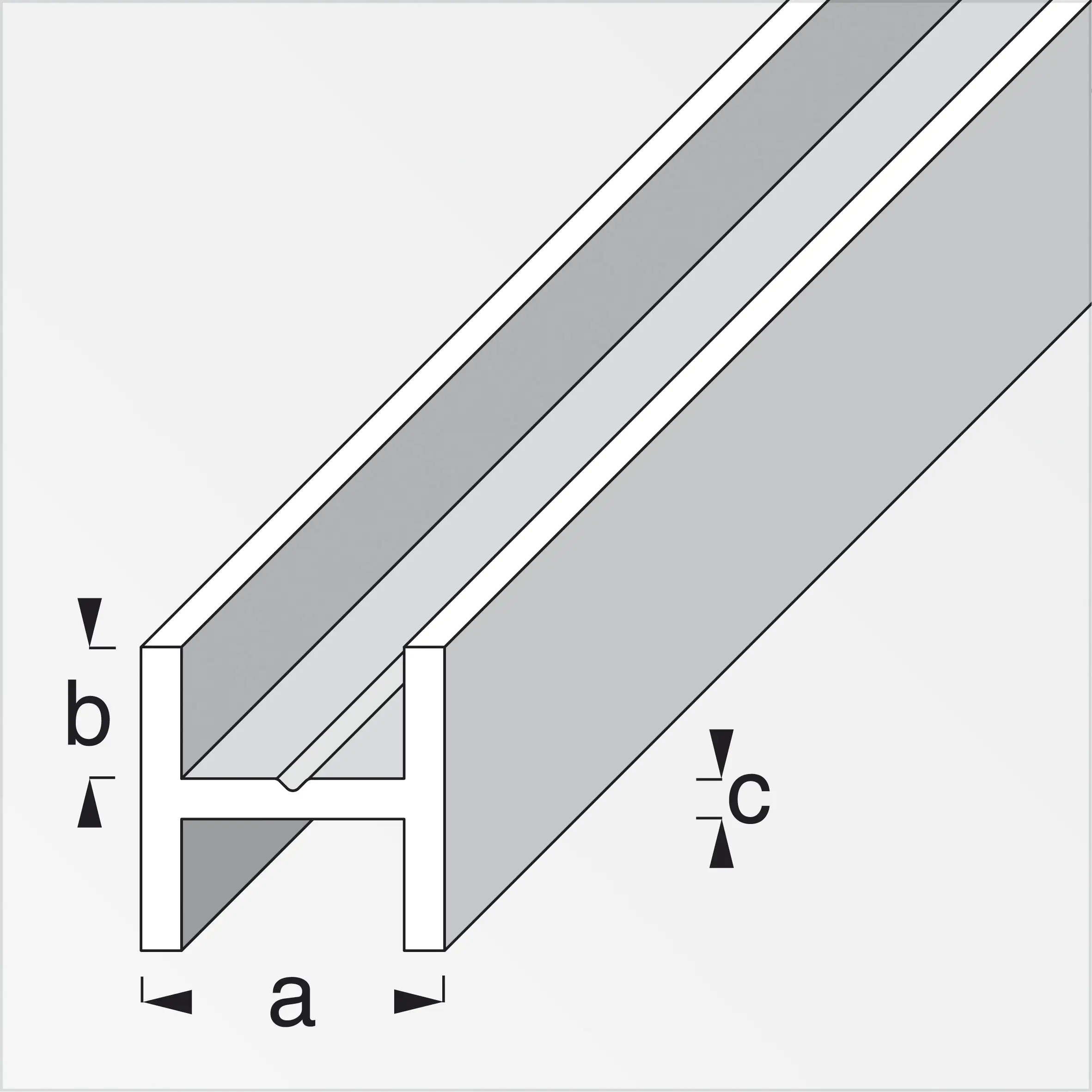 alfer H-Profil 1 m, 23.5 x 11 x 1.5 mm Aluminium roh blank