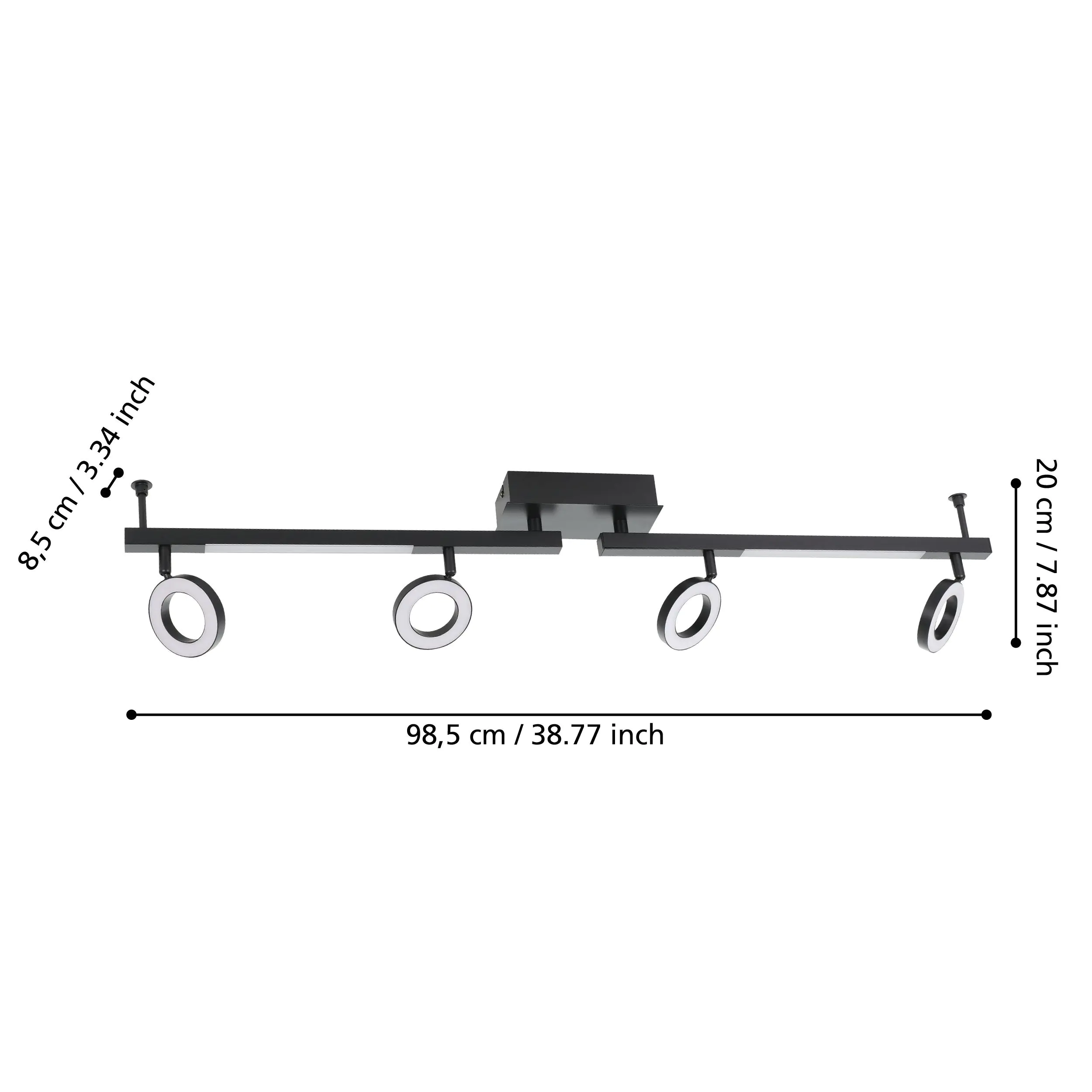 Eglo 4er LED Spot Cardillo 2 schwarz 98,5 x 8,5 cm