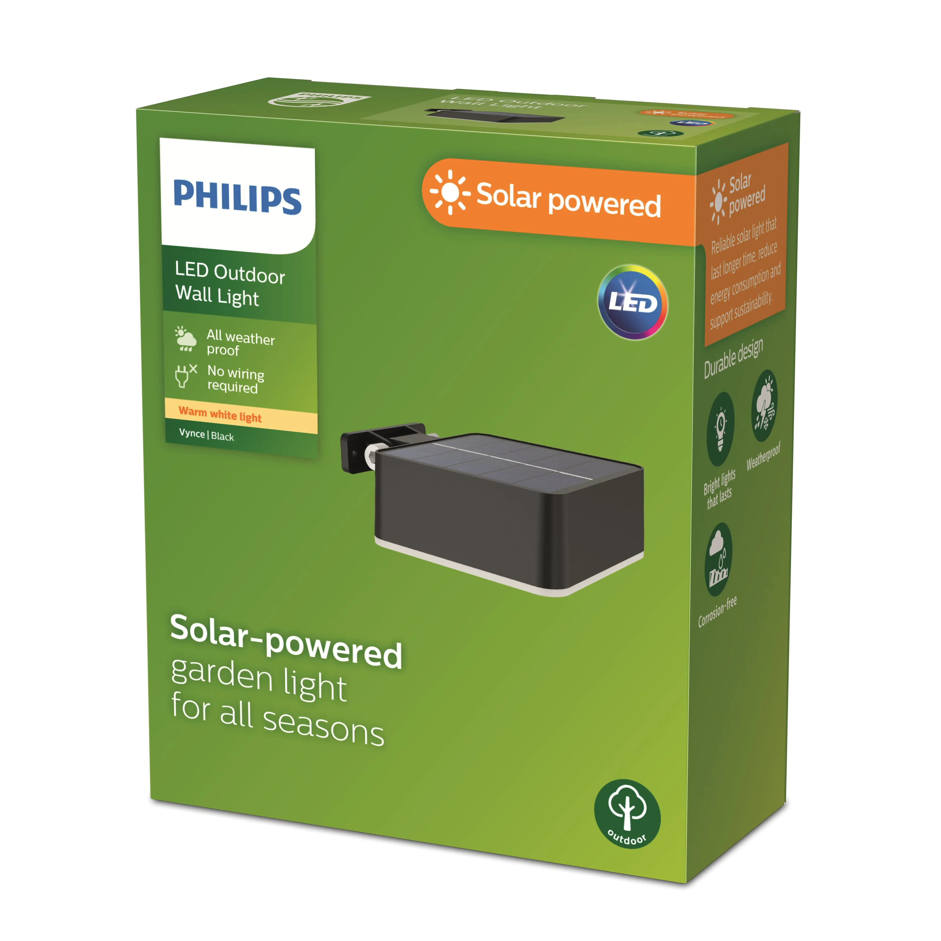 Solar Wandleuchte Vynce 14 x 11,7 x 5,4 cm schwarz