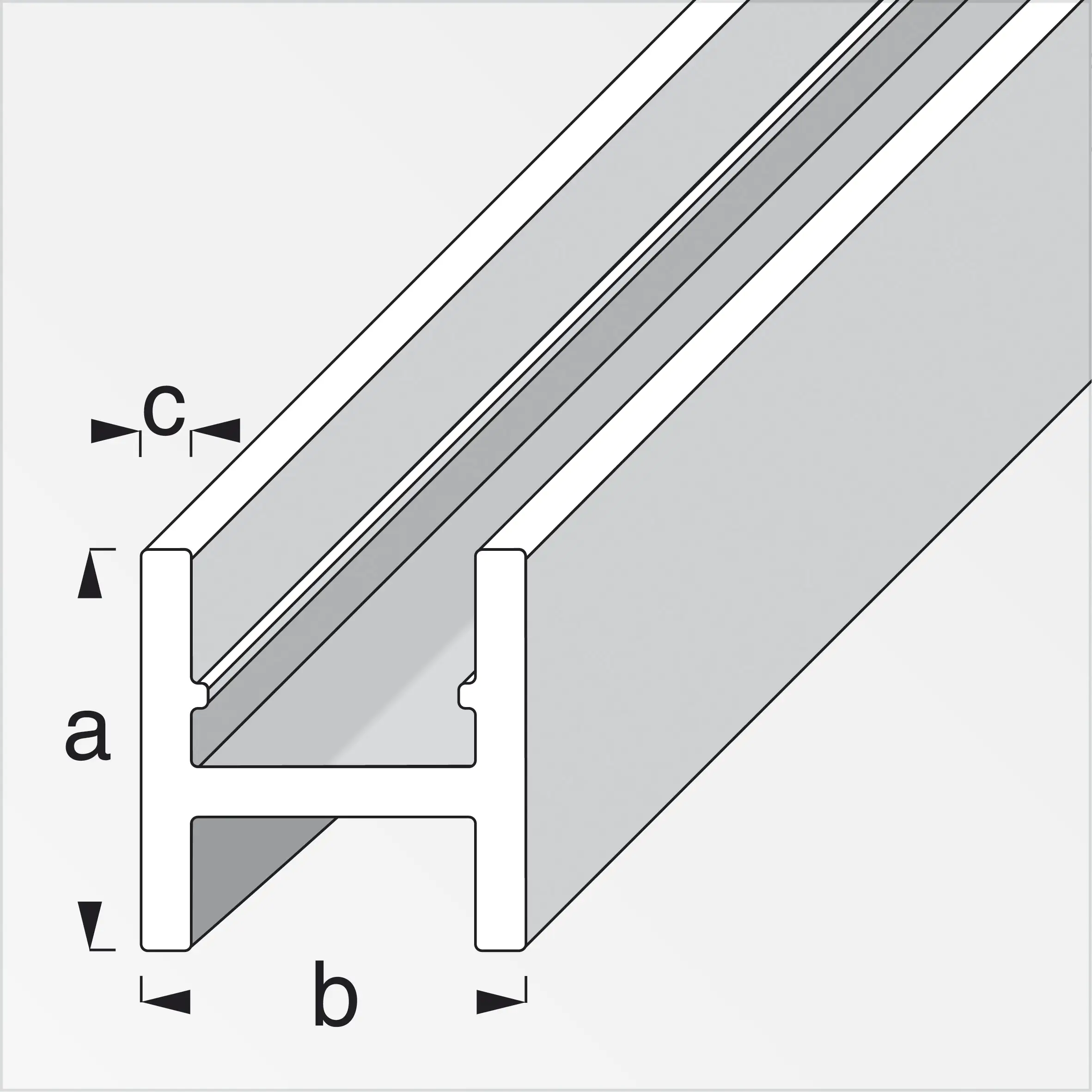 alfer H-Profil 1 m, 16 x 19.5 x 1.5 mm Aluminium eloxiert silber