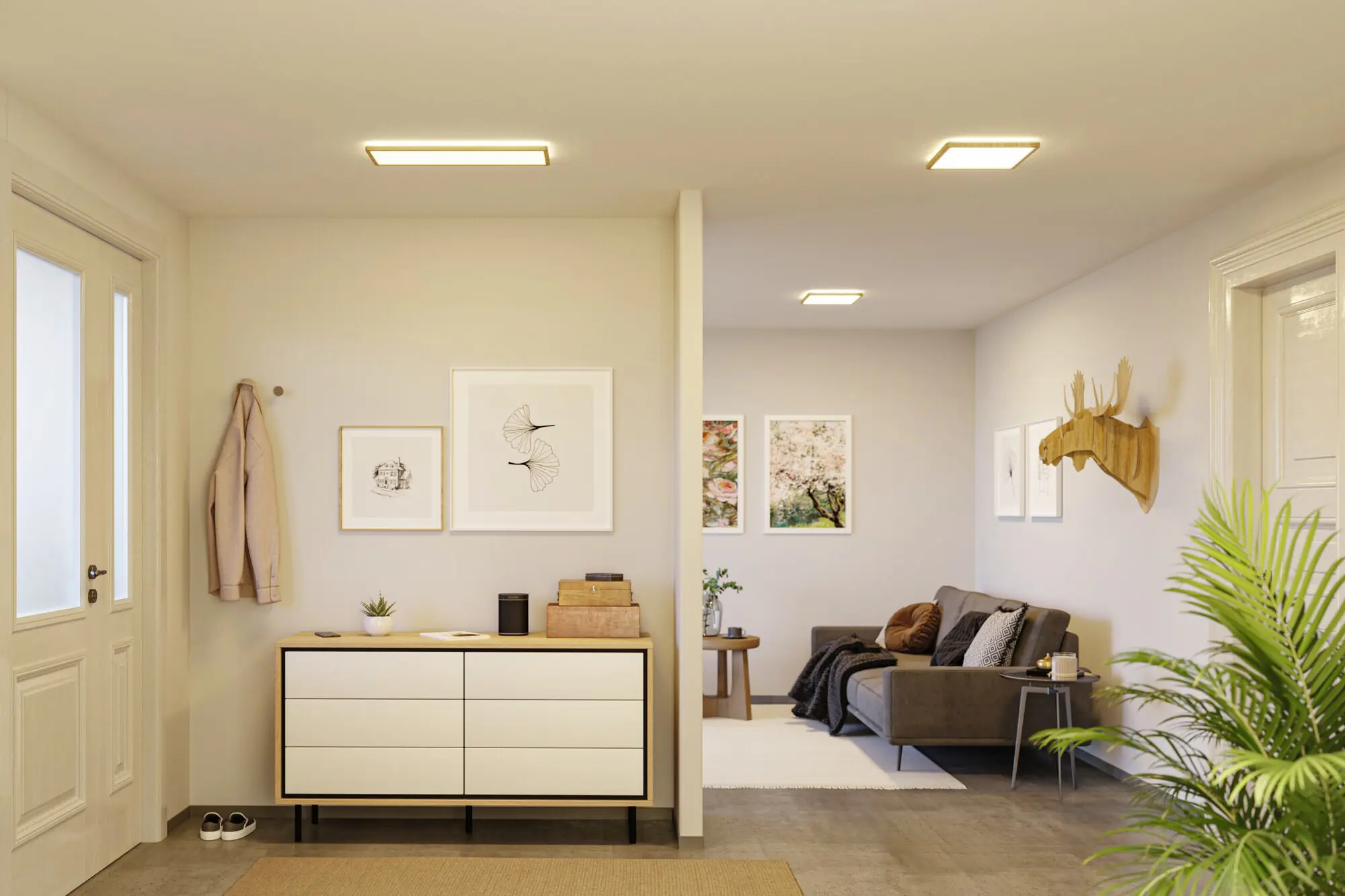 Paulmann LED Deckenleuchte Atria Shine Backlight Holzoptik 29,3x29,3cm