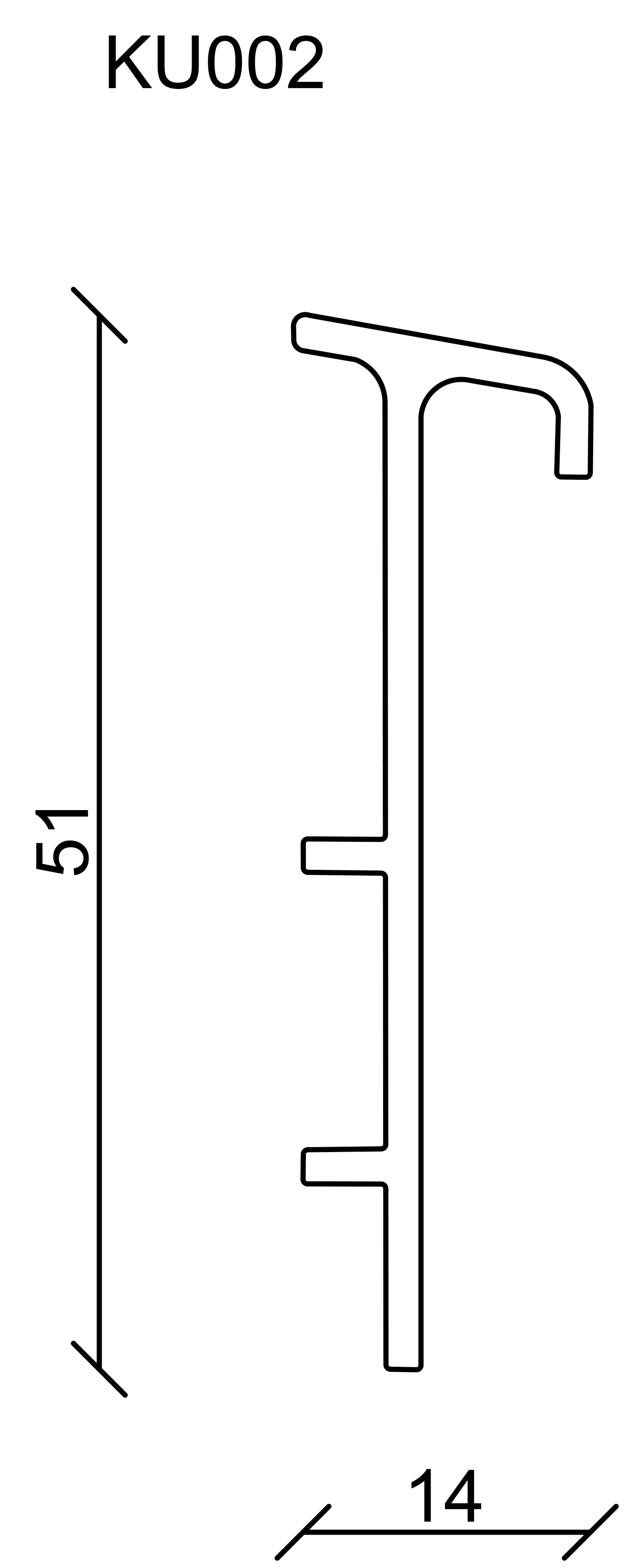 FN Neuhofer Teppicheinschubleiste 250 cm 51 x 14 mm blau