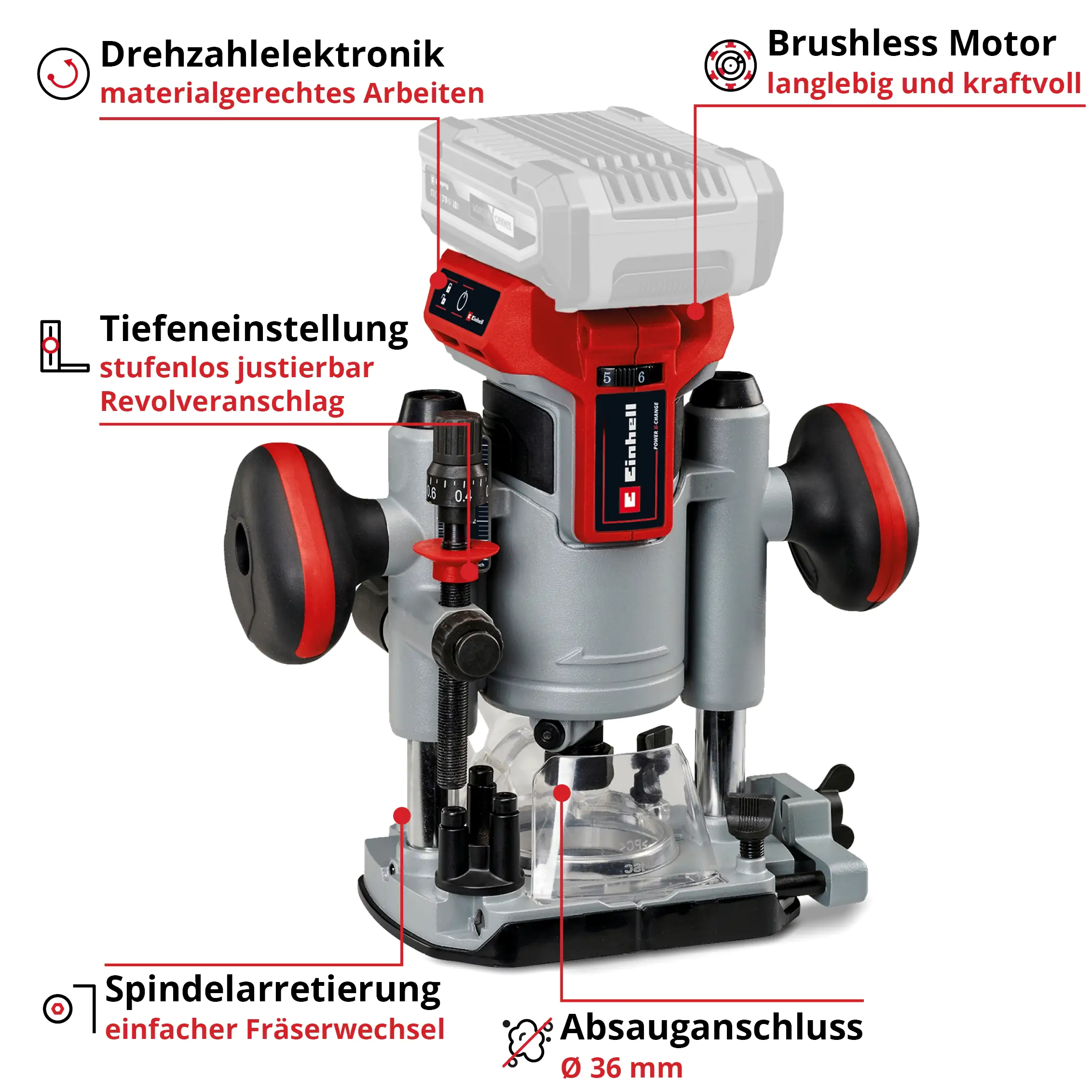 Einhell Akku-Oberfräse TP-RO 18 Li BL Solo 18 V