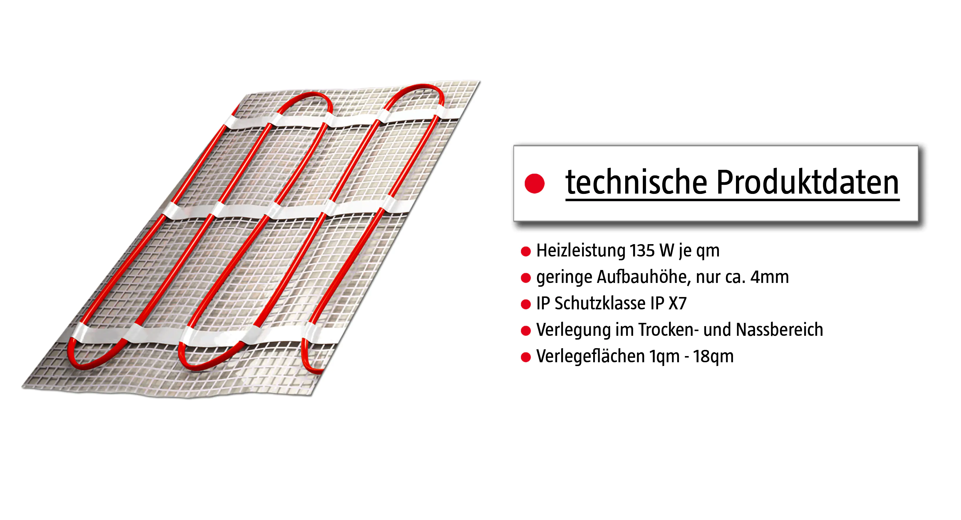 Jollytherm Fußbodenheizung Elektroheat  Set/Comfort 3m²  450Watt