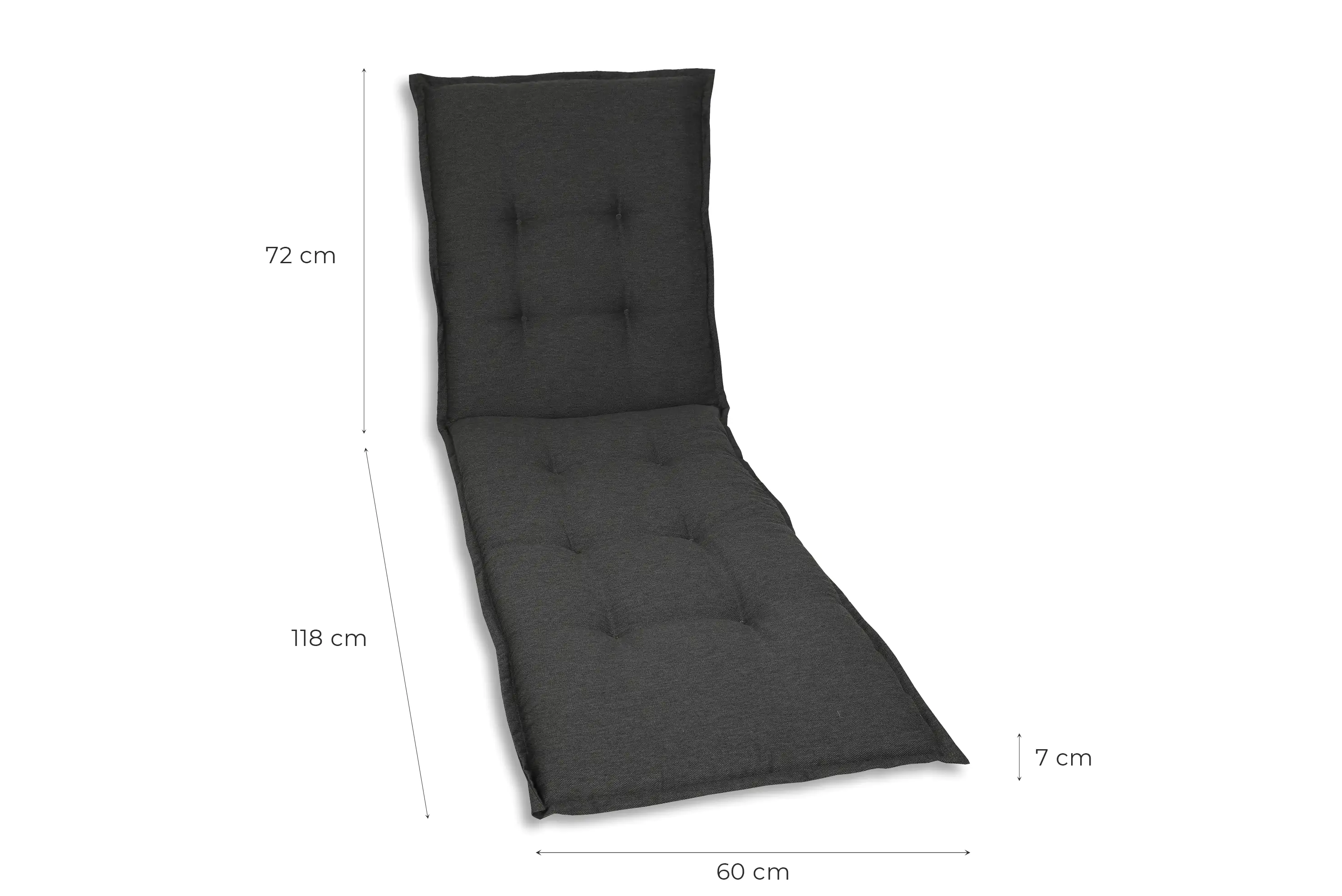GO-DE Liegen-Auflage 190 cm x 60 cm x 7 cm, grau, anthrazit