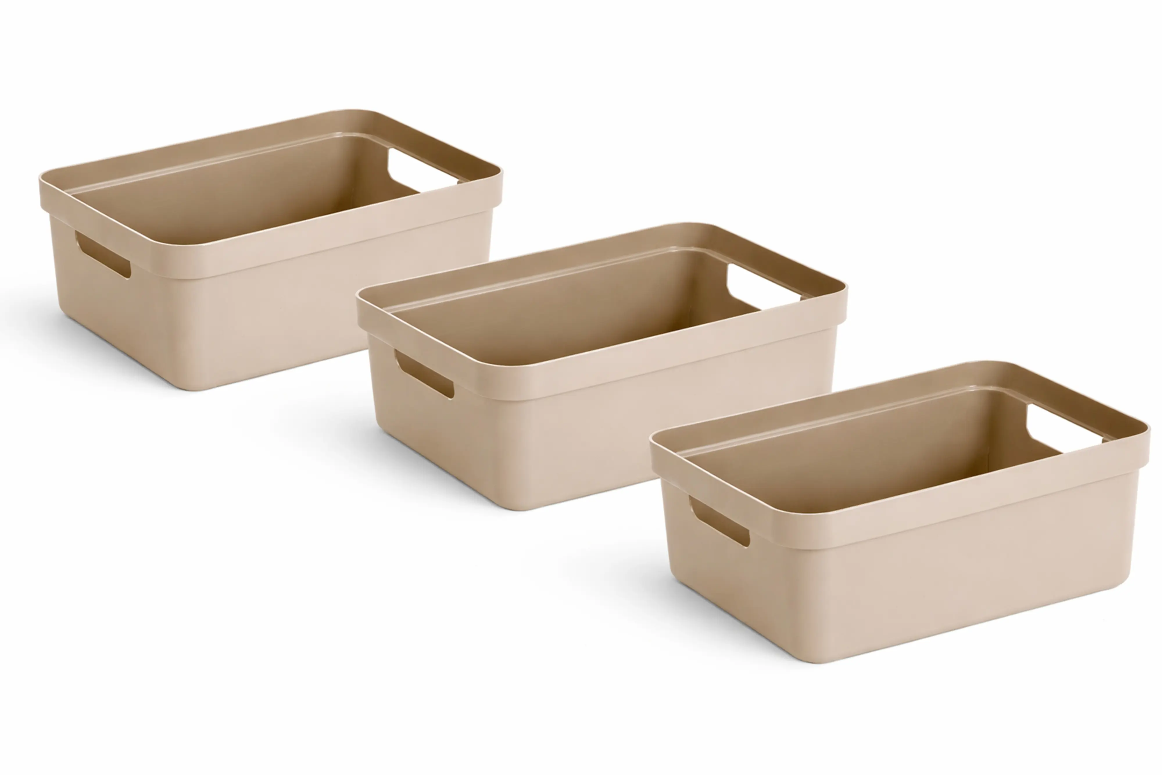 Sunware Aufbewahrungsbox Sigma Home mit Griffen 44,5 x 34,5 cm 24 L beige 3er Set