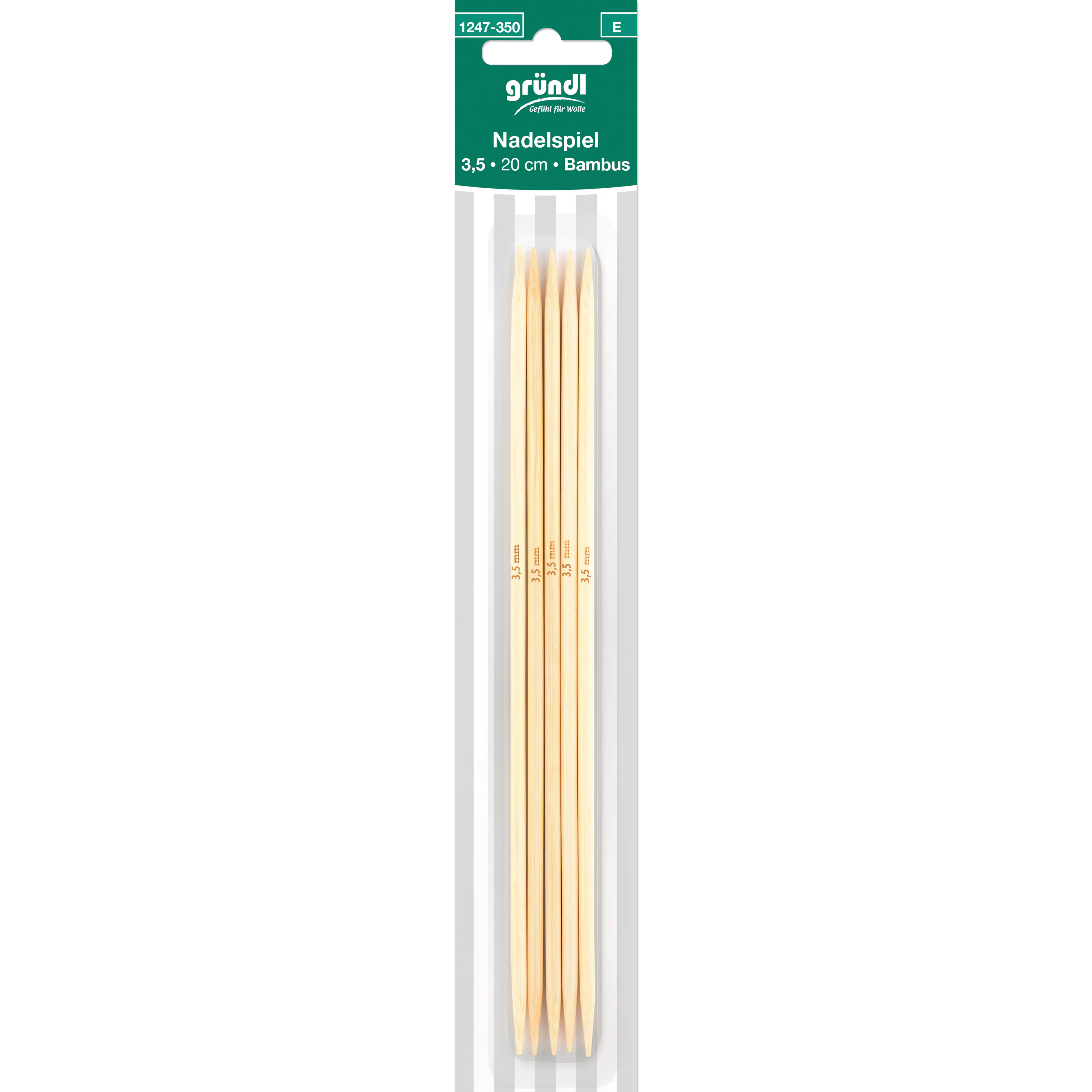 Gründl Nadelspiel Bambus 3,5 mm 20 cm natur