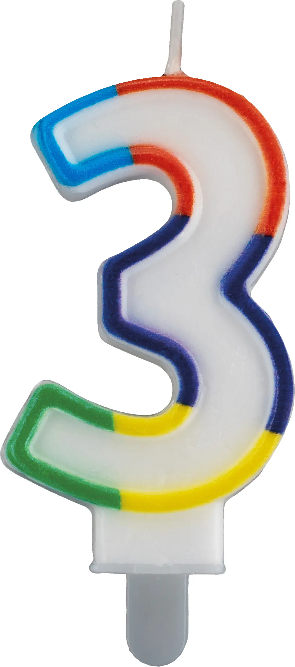 Geburtstagskerze Zahl 3 bunt 6 cm  - 1 Stück