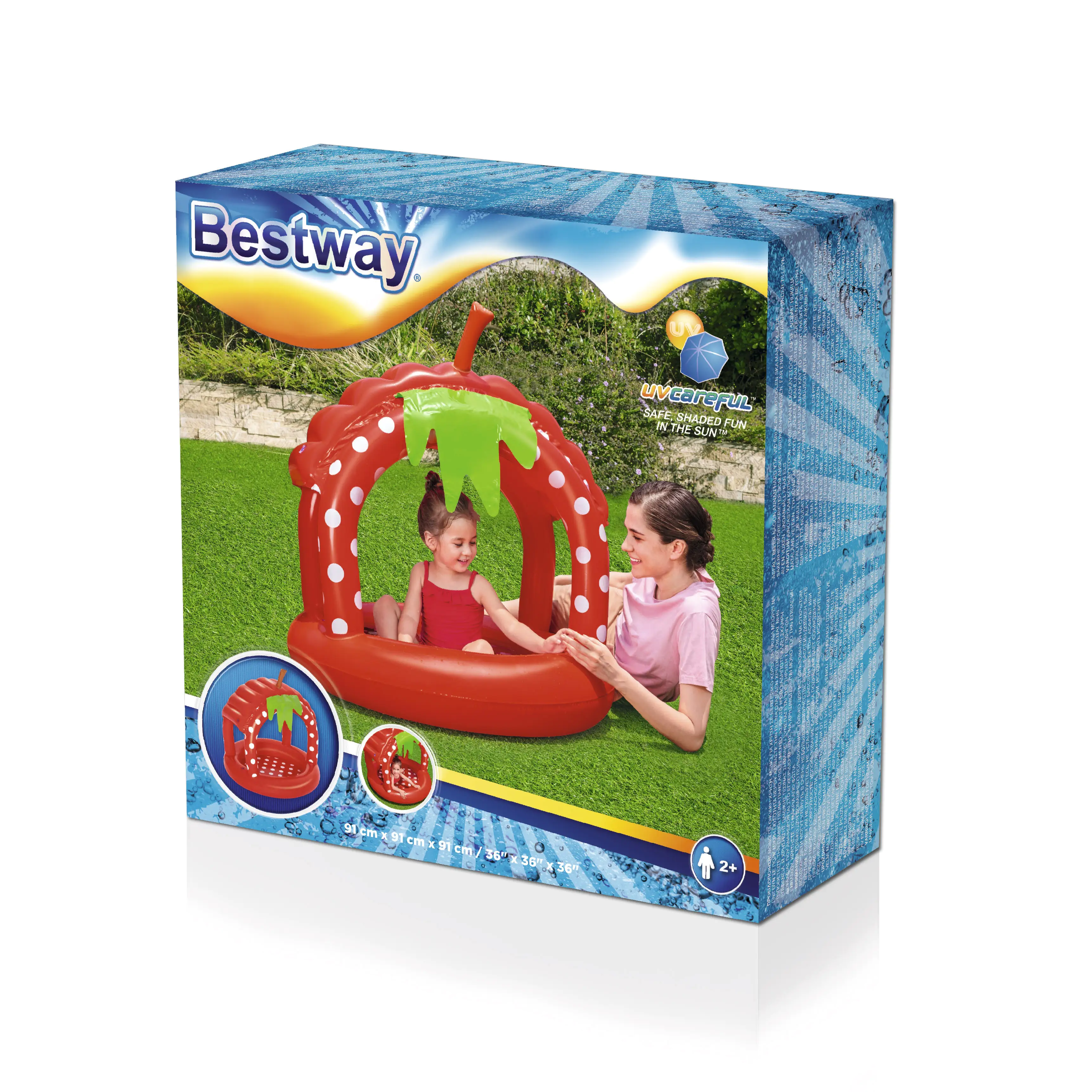 Bestway Planschbecken Erdbeere mit Dach Ø 91 x 91 cm