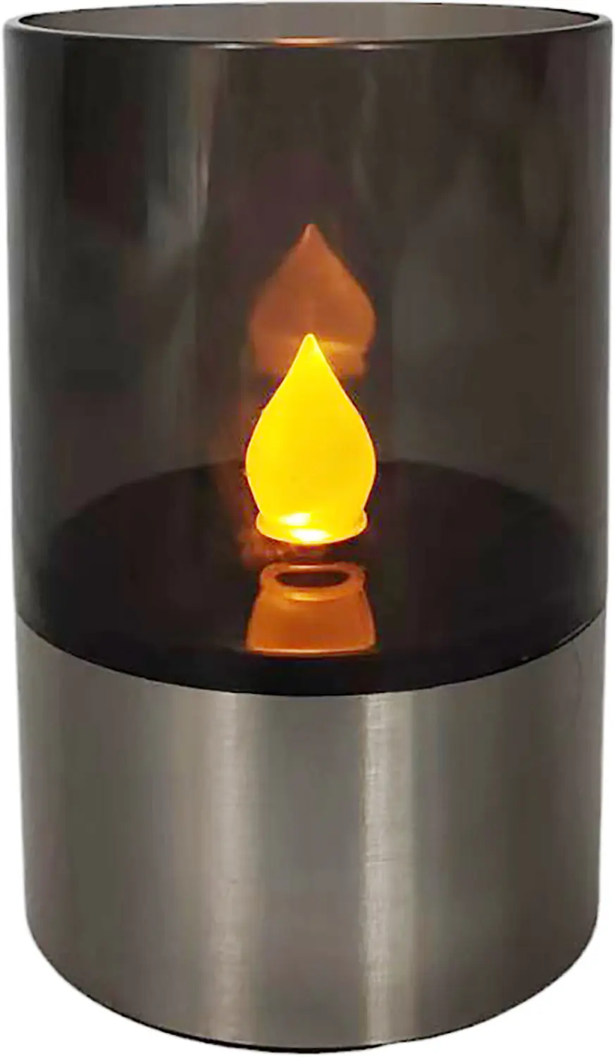 LED Solarleuchte Kerze mit Dämmerungssensor Rauchglas 12 cm - 3er Set