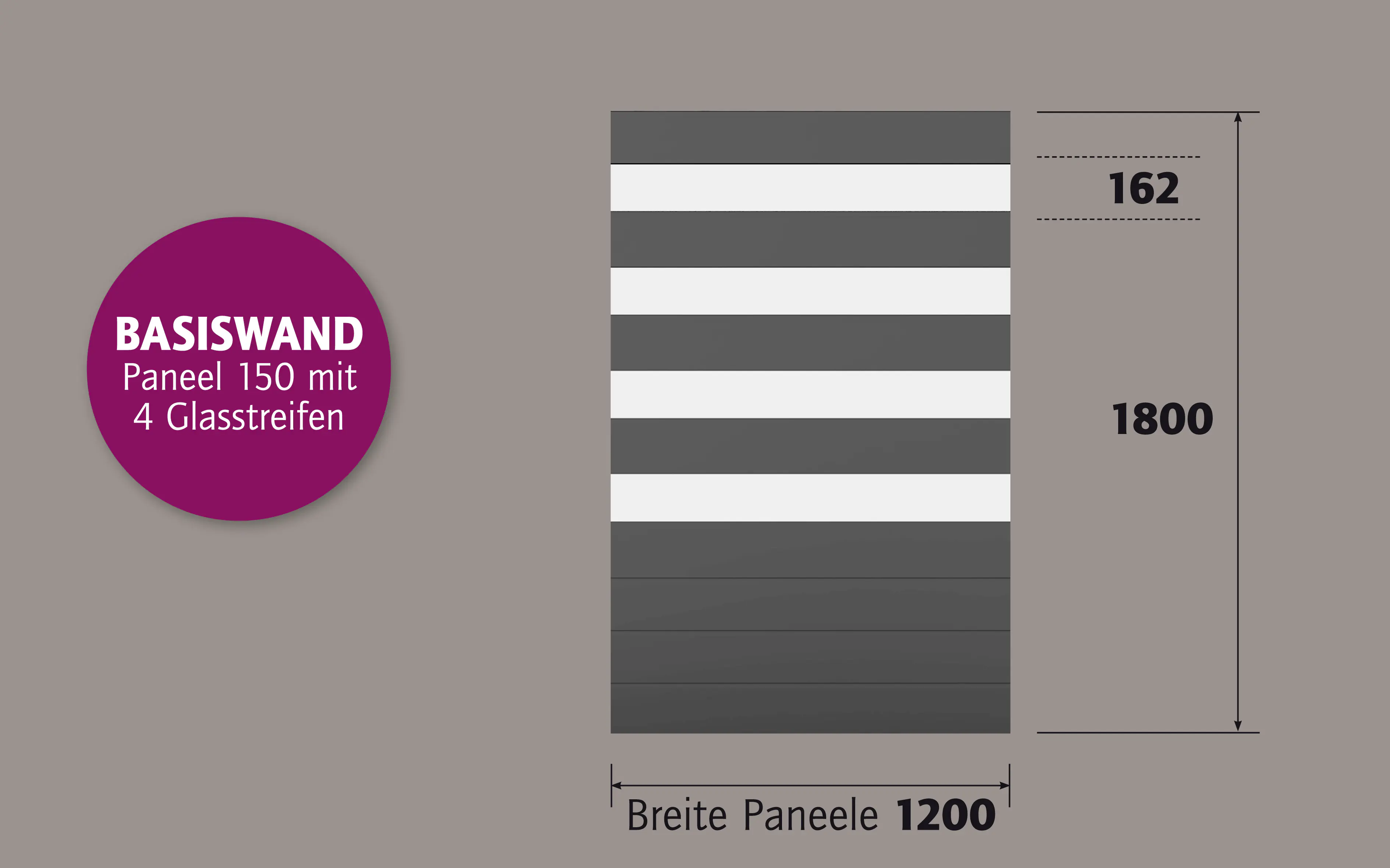 Ambiente Alu-Zaun Paneel 150 + ESG 8 mm 120 cm x 180 cm 22 mm stark
