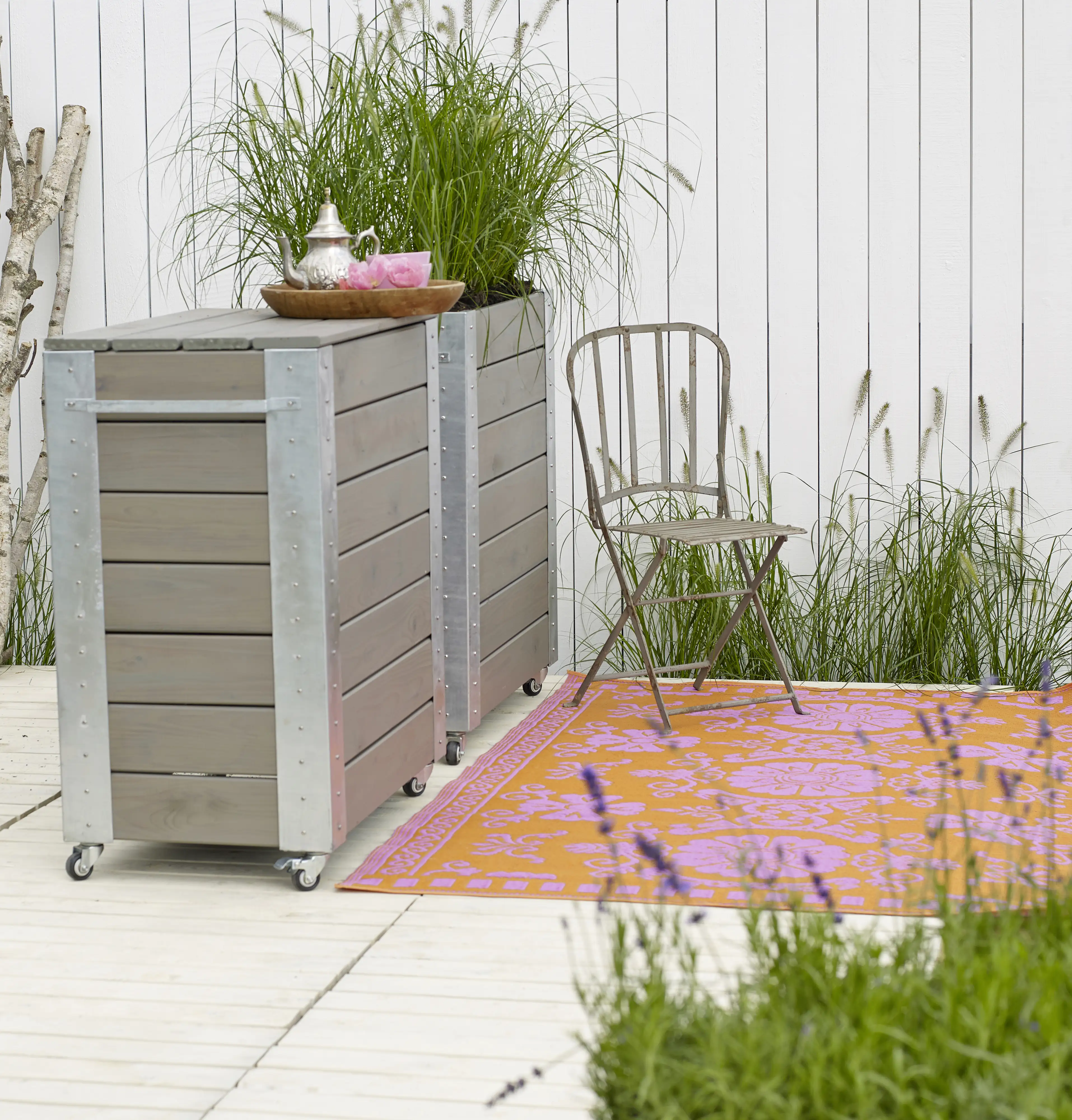 Plus Blumenkasten Cubic 87 x 50 x 95 cm graubraun mit Räder