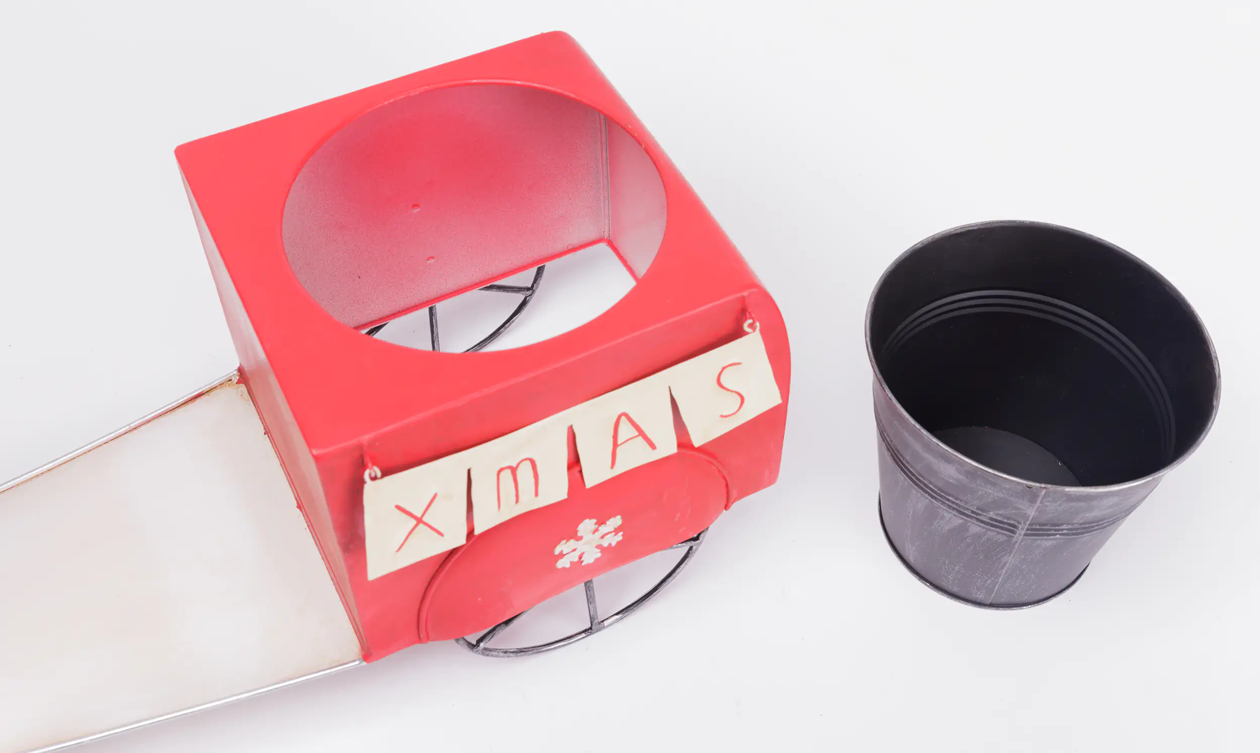 TrendLine Blumentopf Metall Roller Xmas 55 x 33 cm rot