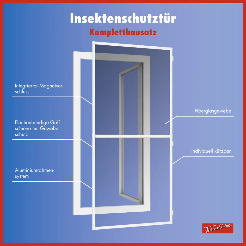 TrendLine Fliegenschutz-Tür 100 x 210 cm schwarz/weiß kürzbar