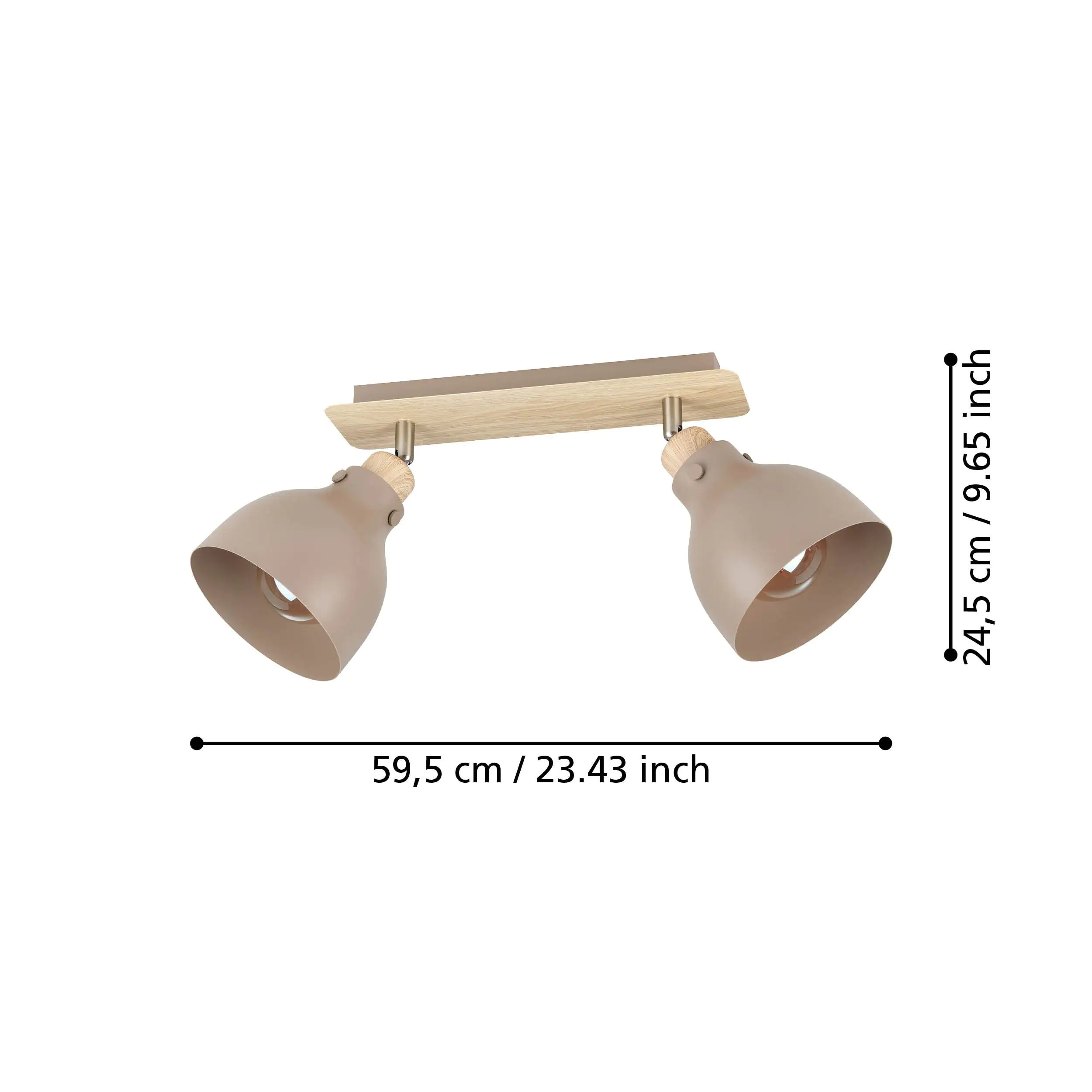 Eglo 2er Spot Arrecife sand Holzoptik 53 x 14,5 cm