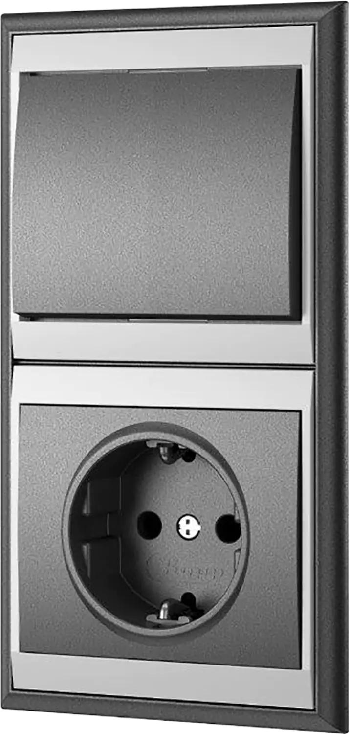 Kopp Schutzkontakt-Steckdose Malta, silber-anthrazit, 923450087