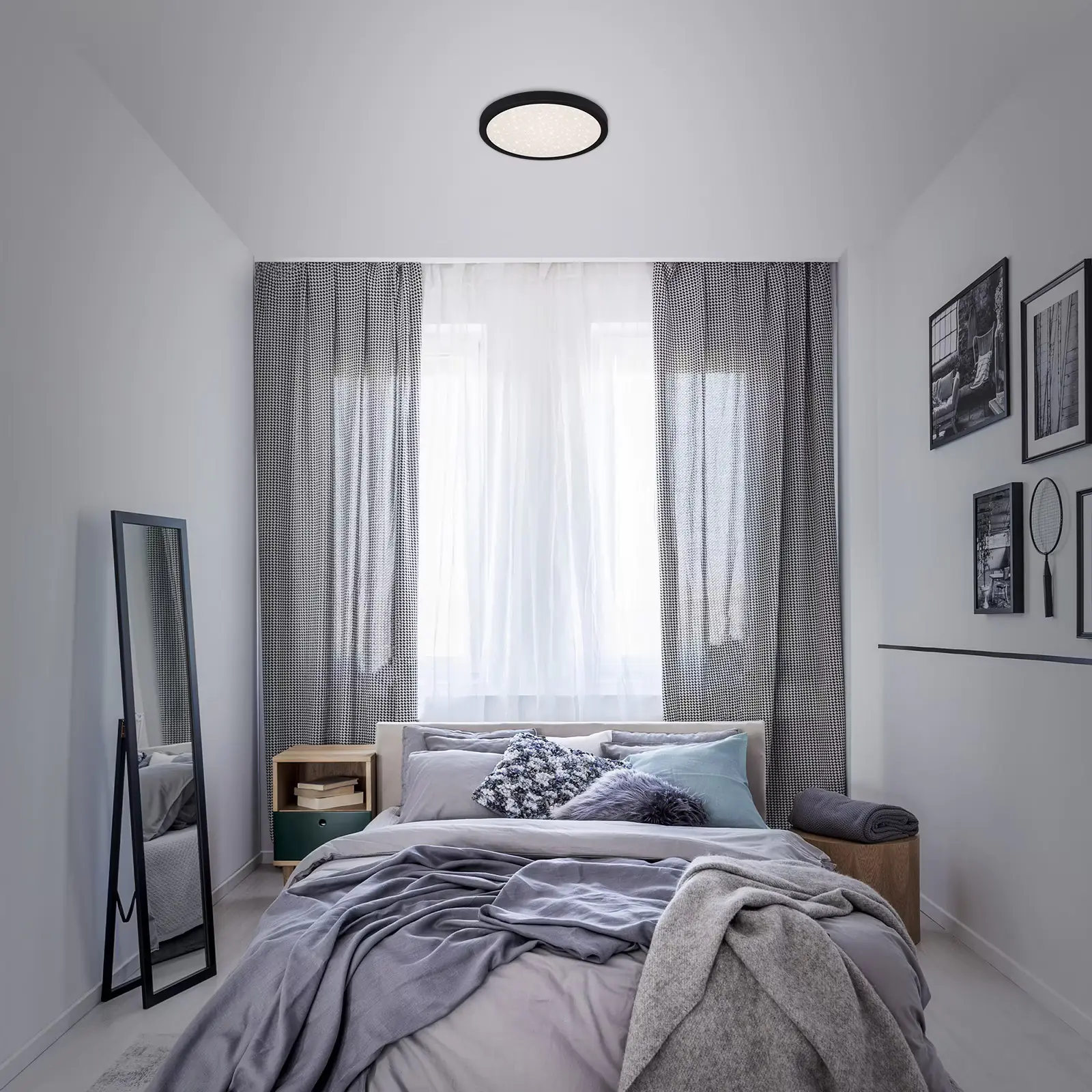 Di-Ka LED Deckenleuchte Runa schwarz mit Sternencover Metallrahmen schwarz