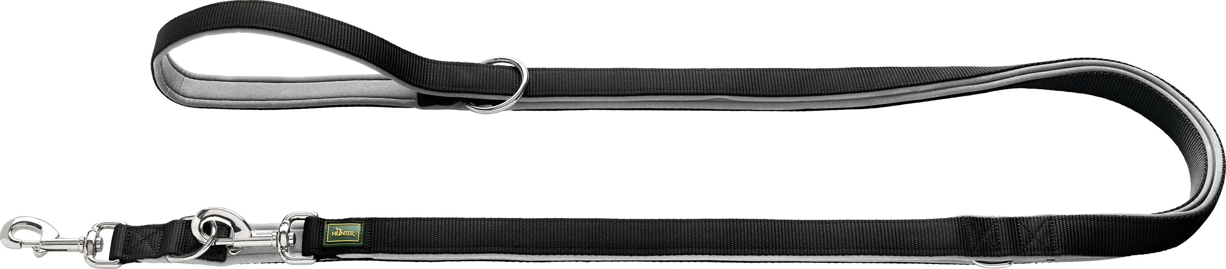 Hunter Hundeleine Führleine verstellbar Neopren 3 m x 1,5 cm schwarz/grau