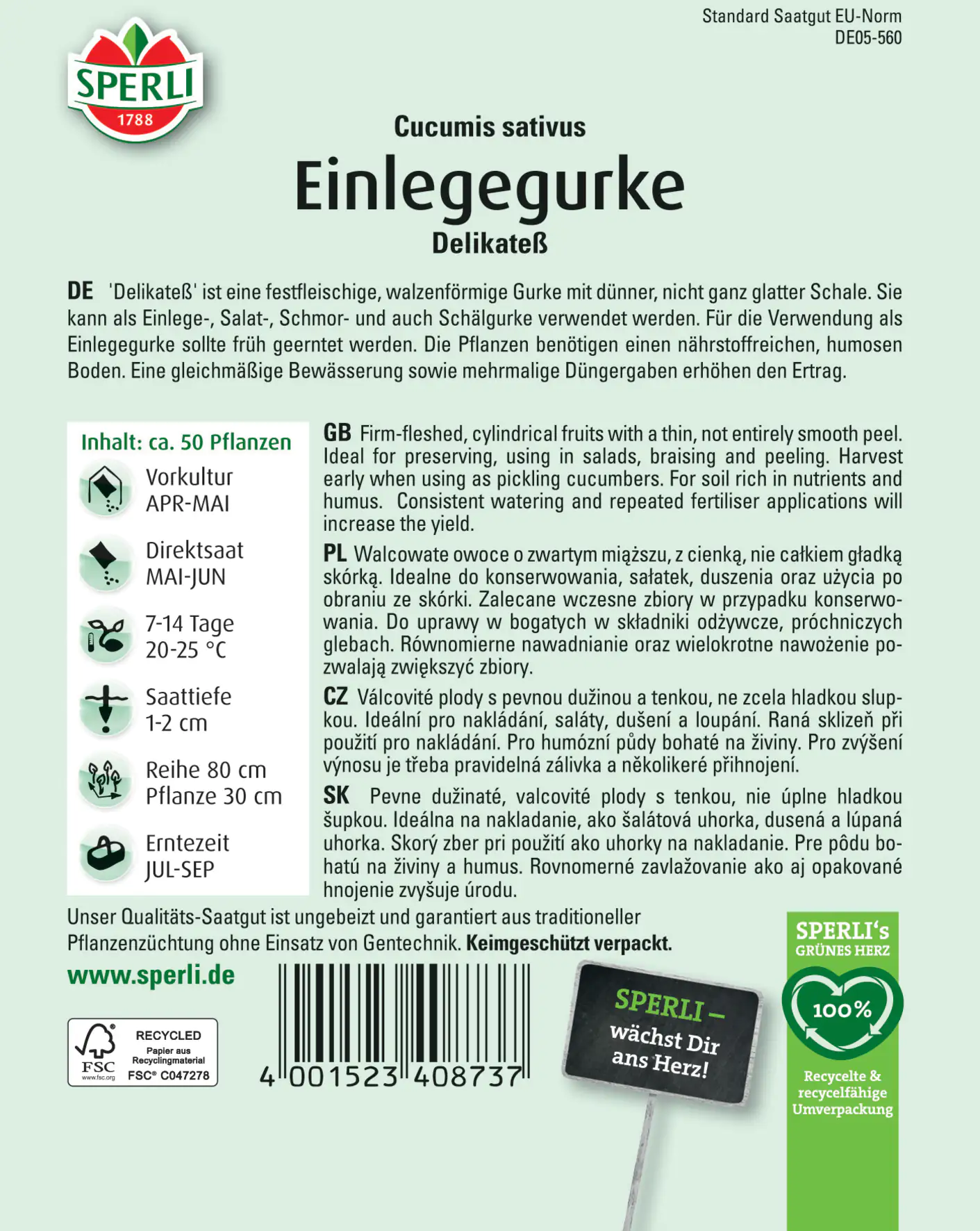 Sperli Einlegegurke Delikateß