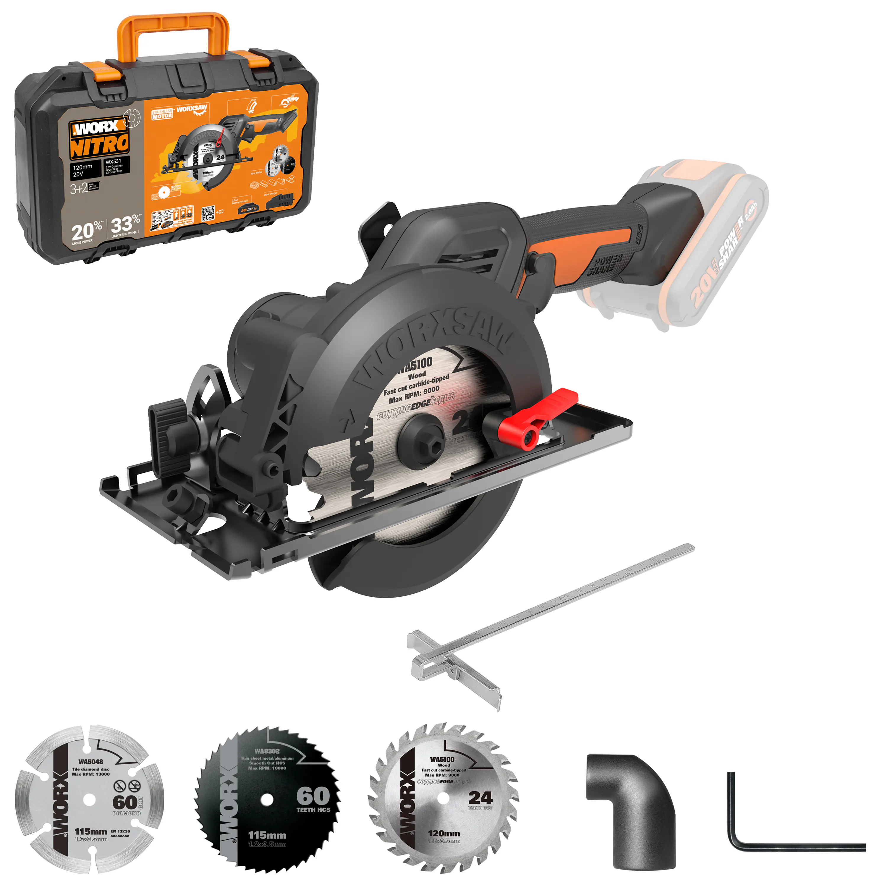 Worx Nitro Akku Kreissäge WX531.9 20 V Solo