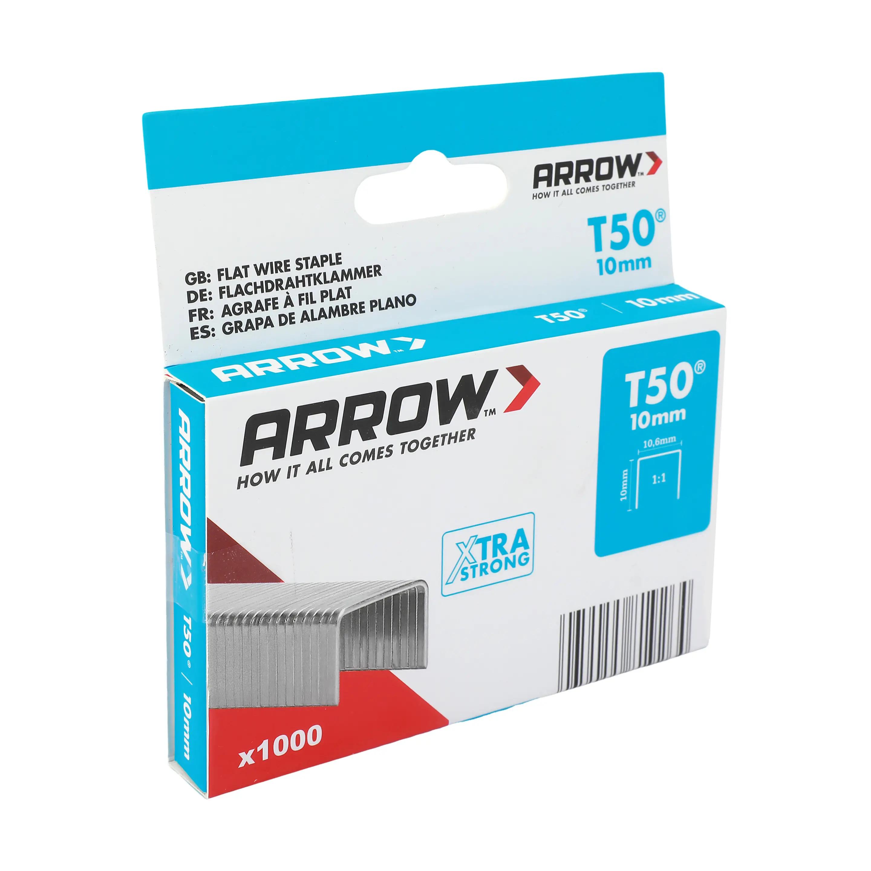 Arrow Tackerklammer Feindraht T50 10 mm Folie 1000 Stück
