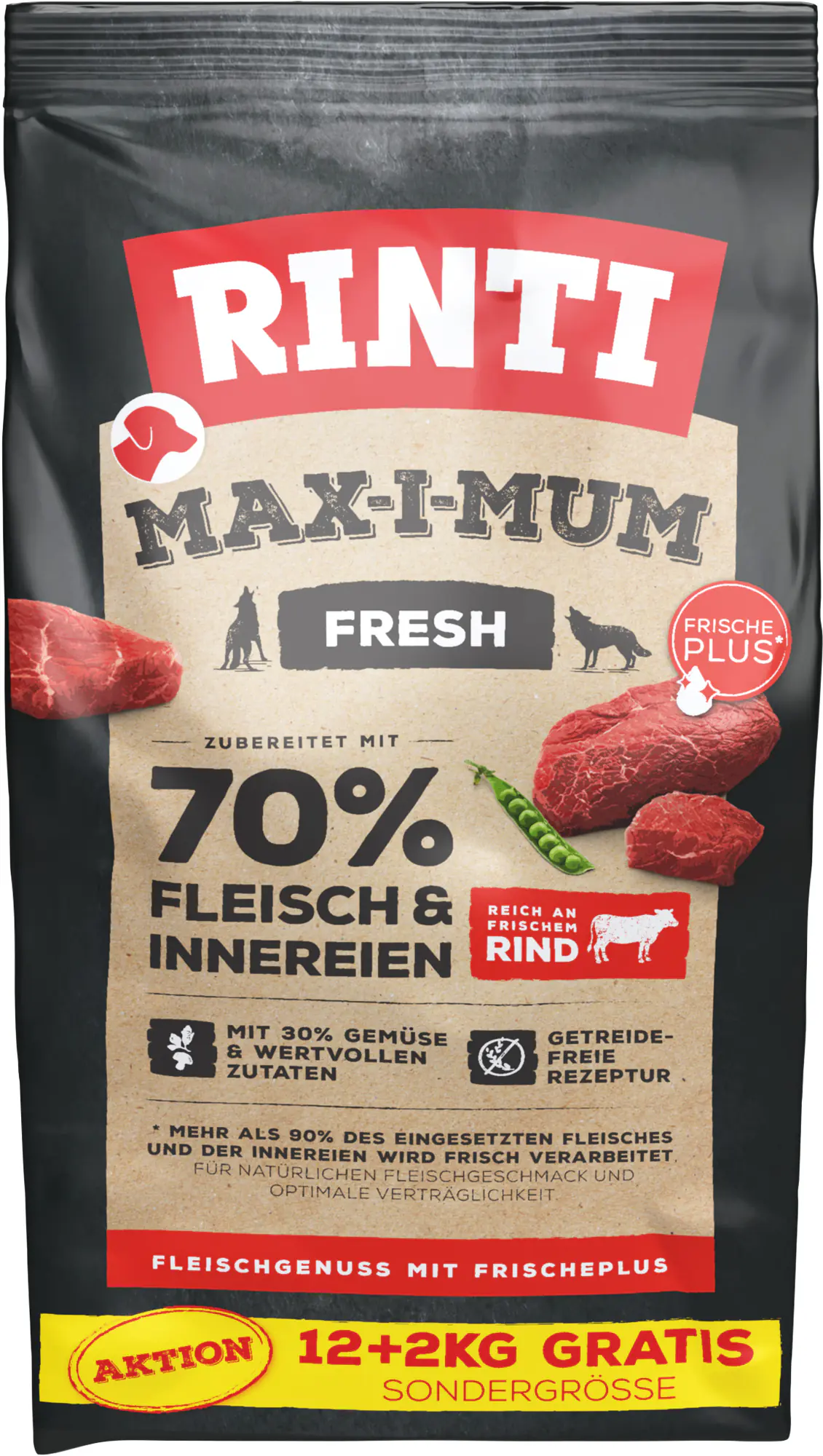 Rinti Max-i-Mum Hundetrockenfutter Adult 12 + 2 kg Rind