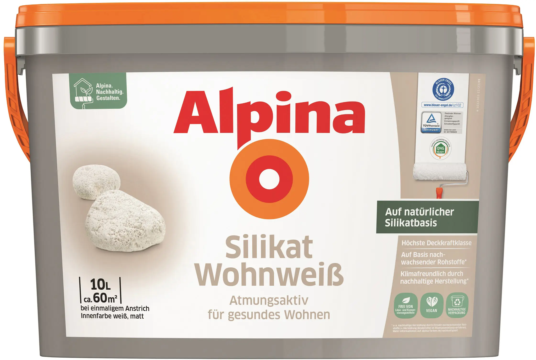 Alpina Silikat Wohnweiß Wandfarbe 10 L