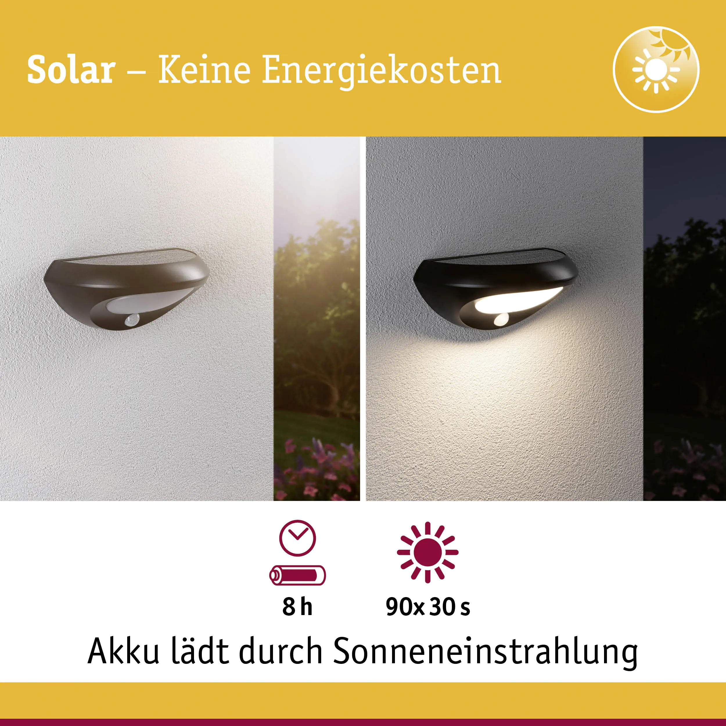 Paulmann Solar-Wandleuchte Soraya anthrazit warmweiß mit Bewegungsmelder