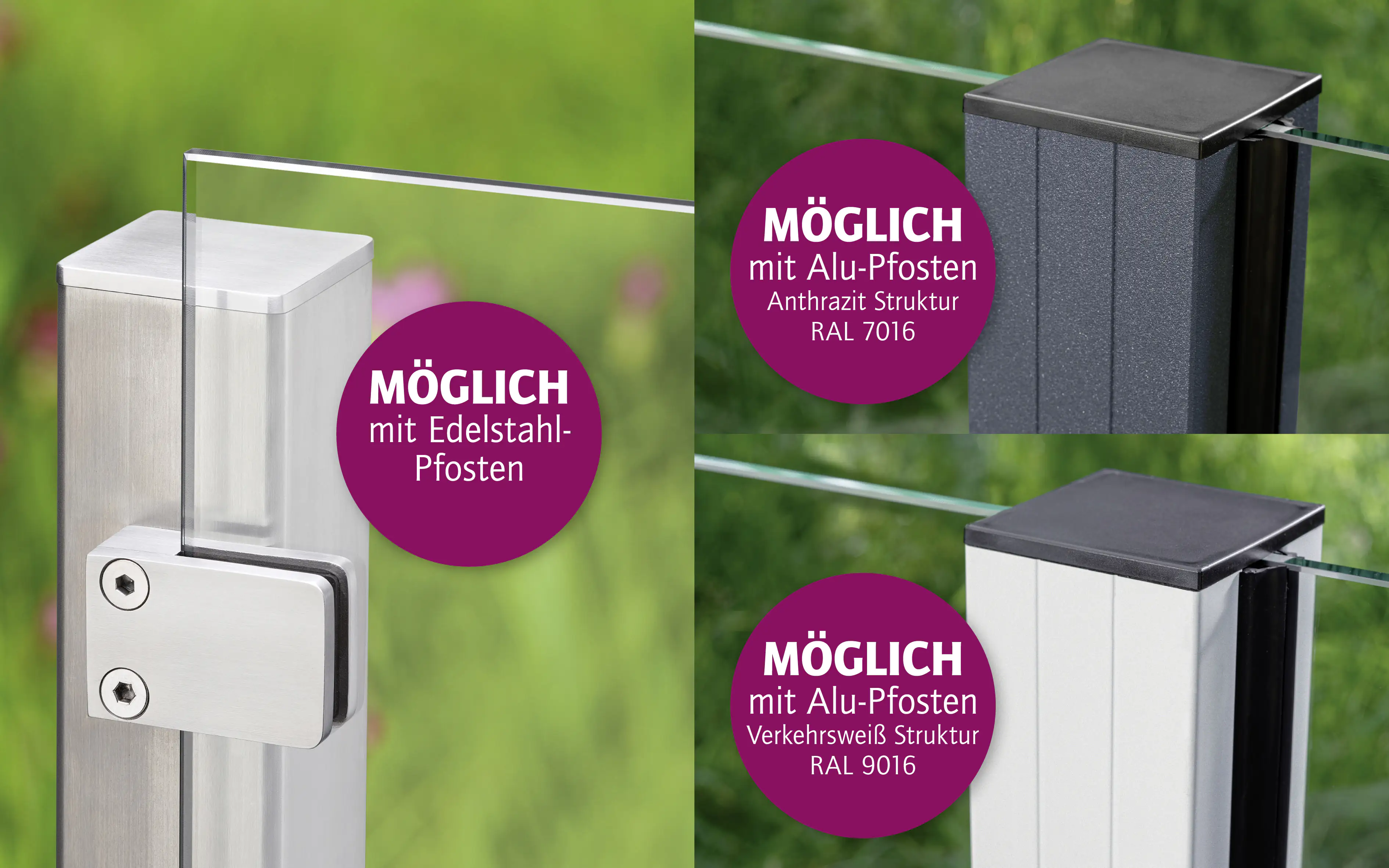 Ambiente Glaszaun B x H: 103 cm x 180 cm, gehärtetes 8 mm Glas