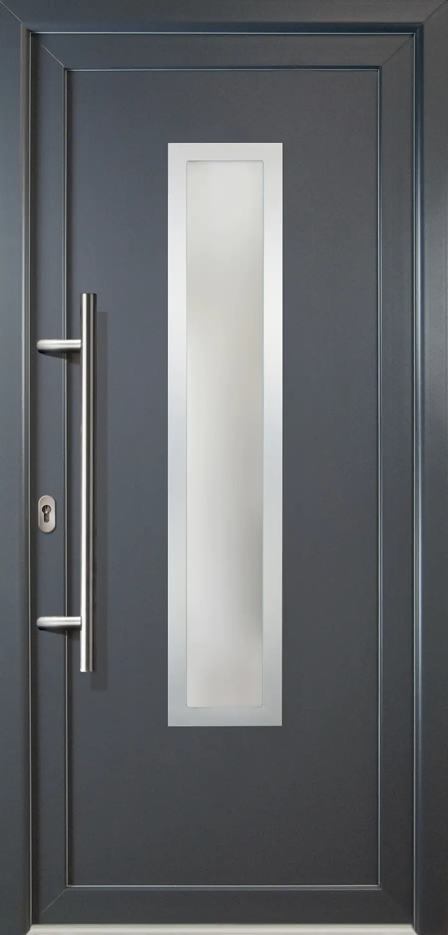 Meeth Haustür Signum PVC Exclusiv PVC Modell 32 108 x 200 cm, DIN links, weiß/titan