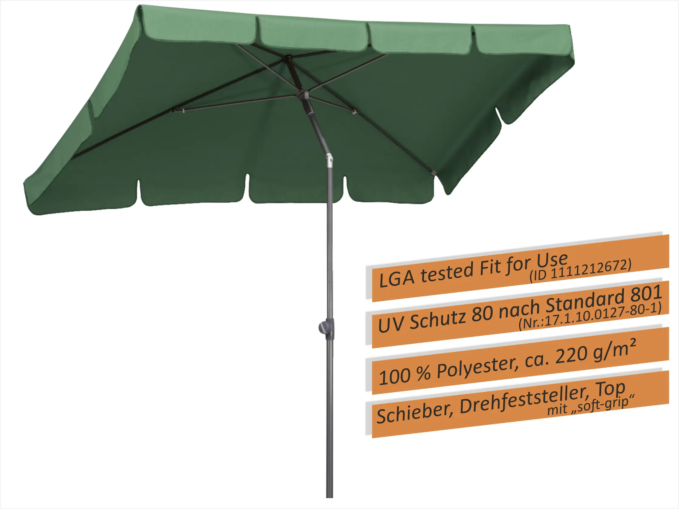 Schneider Sonnenschirm Aquila grün 265 x 150 cm