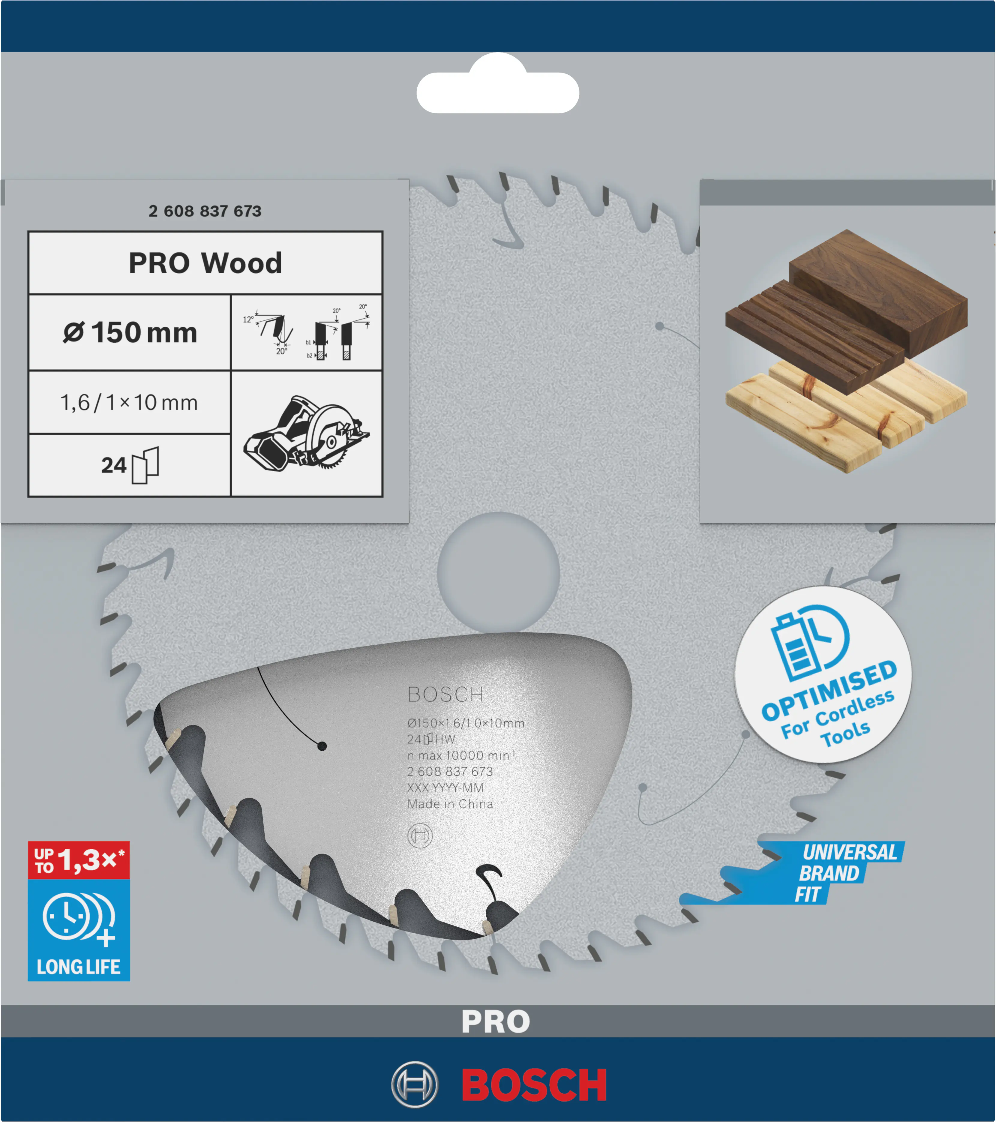 Bosch PRO Wood cordless Kreissägeblatt 150 x 1,6 x 10 mm T24