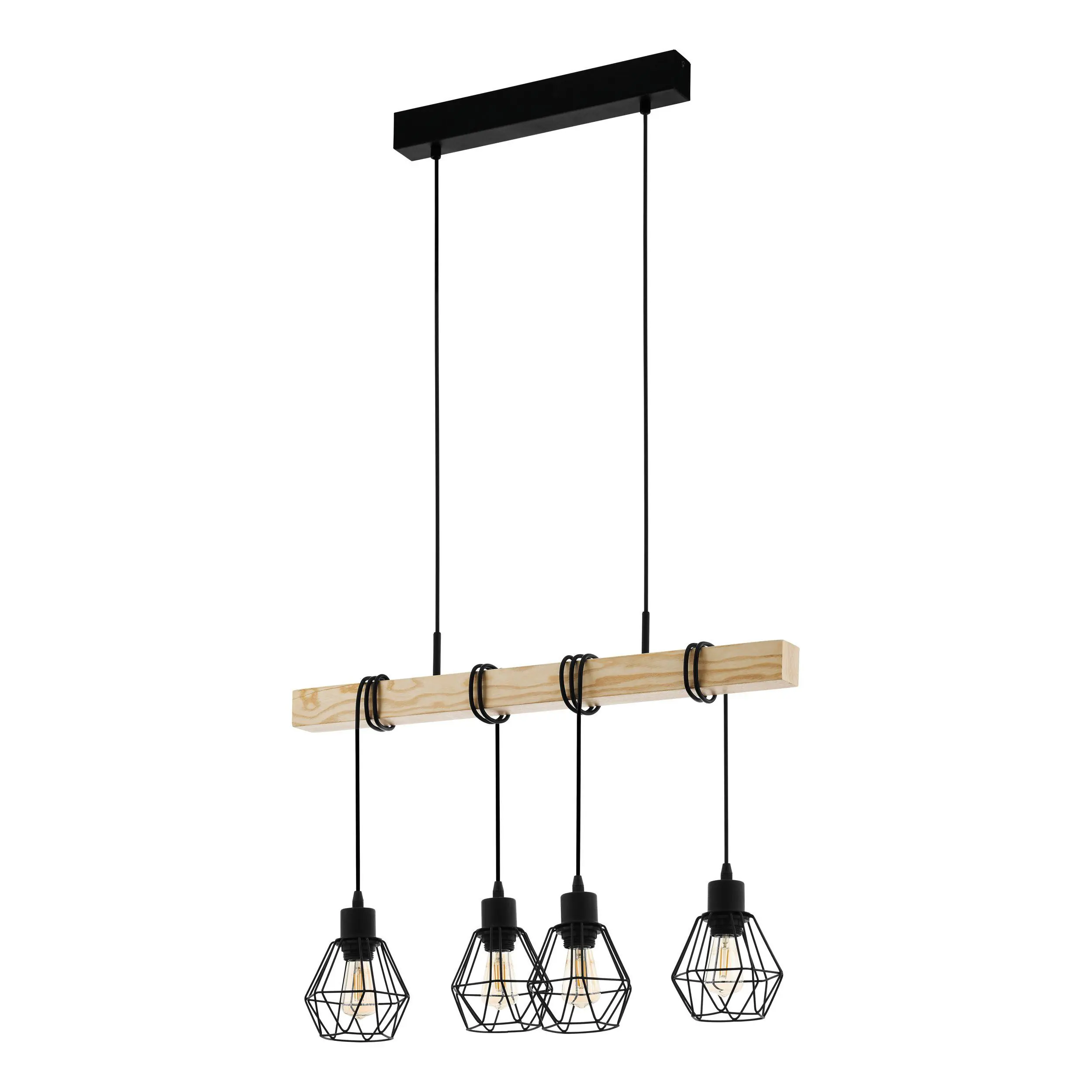 Eglo Pendelleuchte Townshend 5 schwarz holz 110 x 70 cm