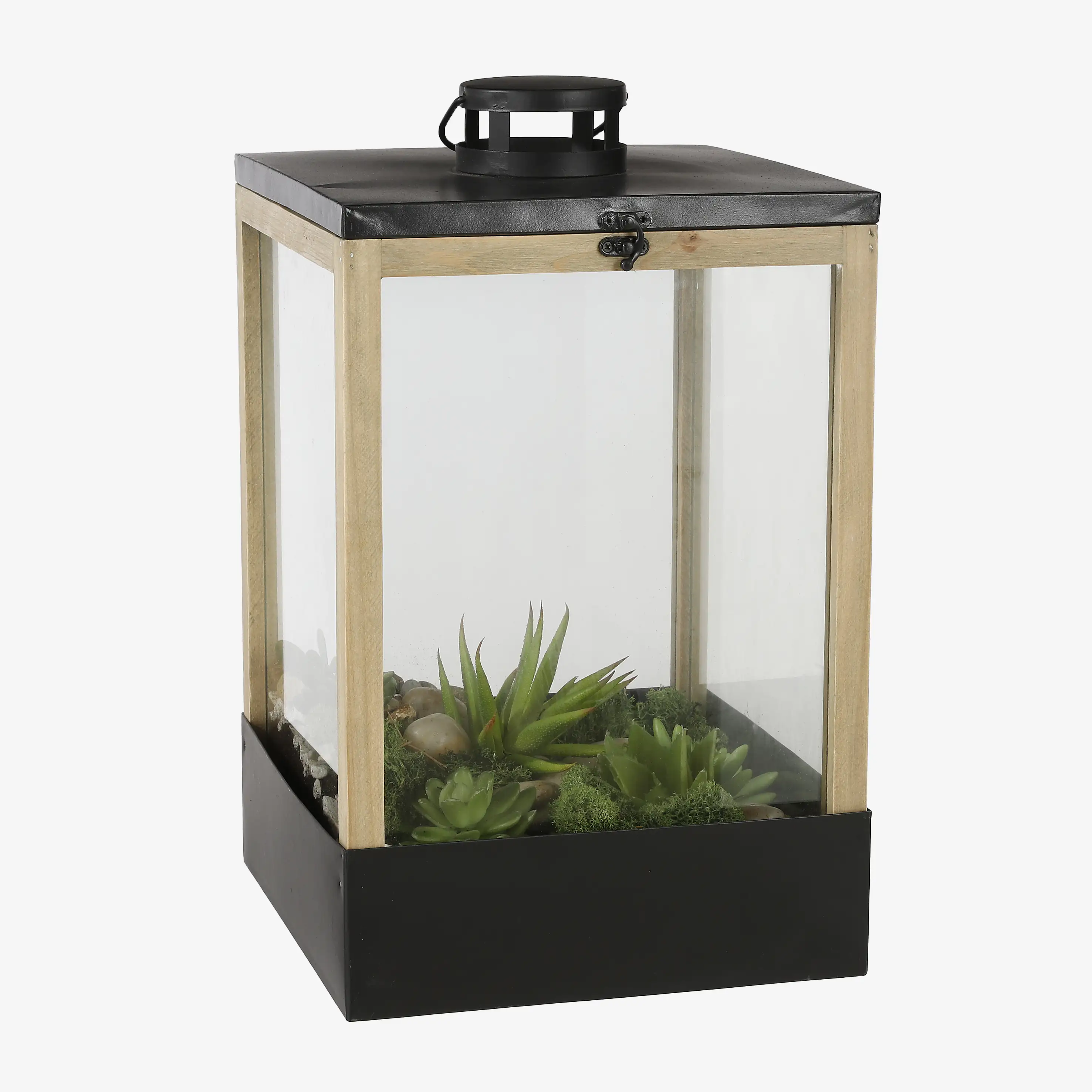 Mica Treibhaus Laterne Halton schwarz, 25 x 25 x 42 cm